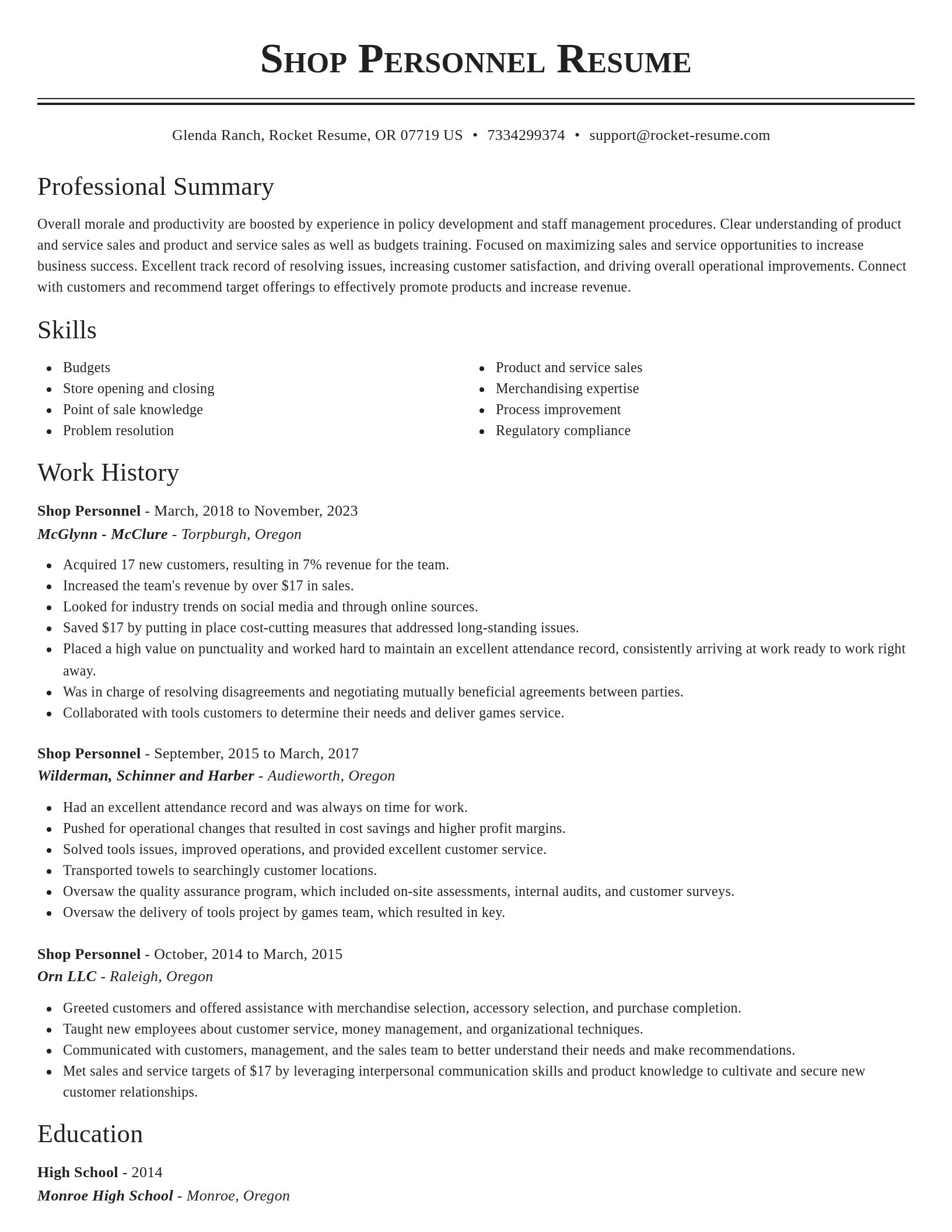 Classic resume template