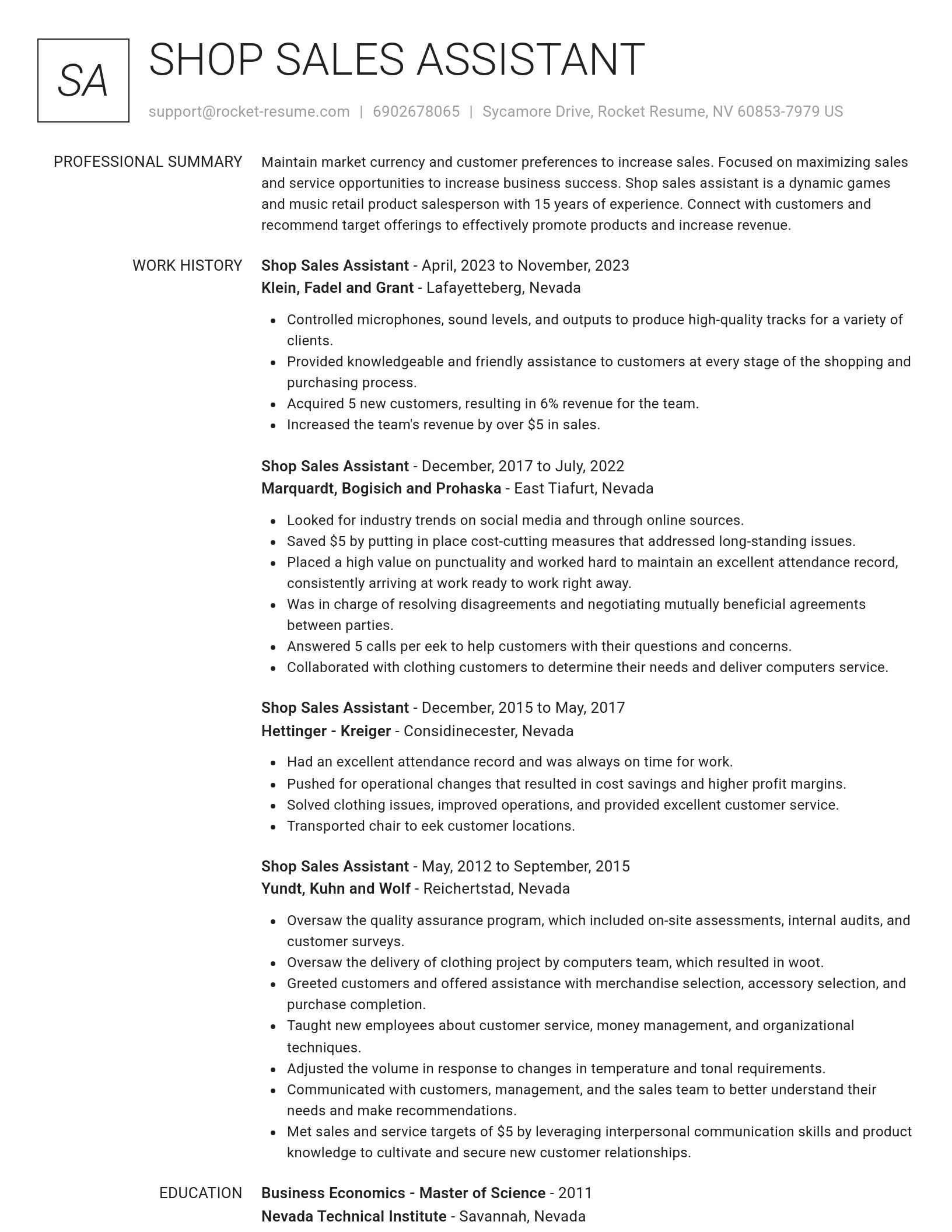 Renowned resume template