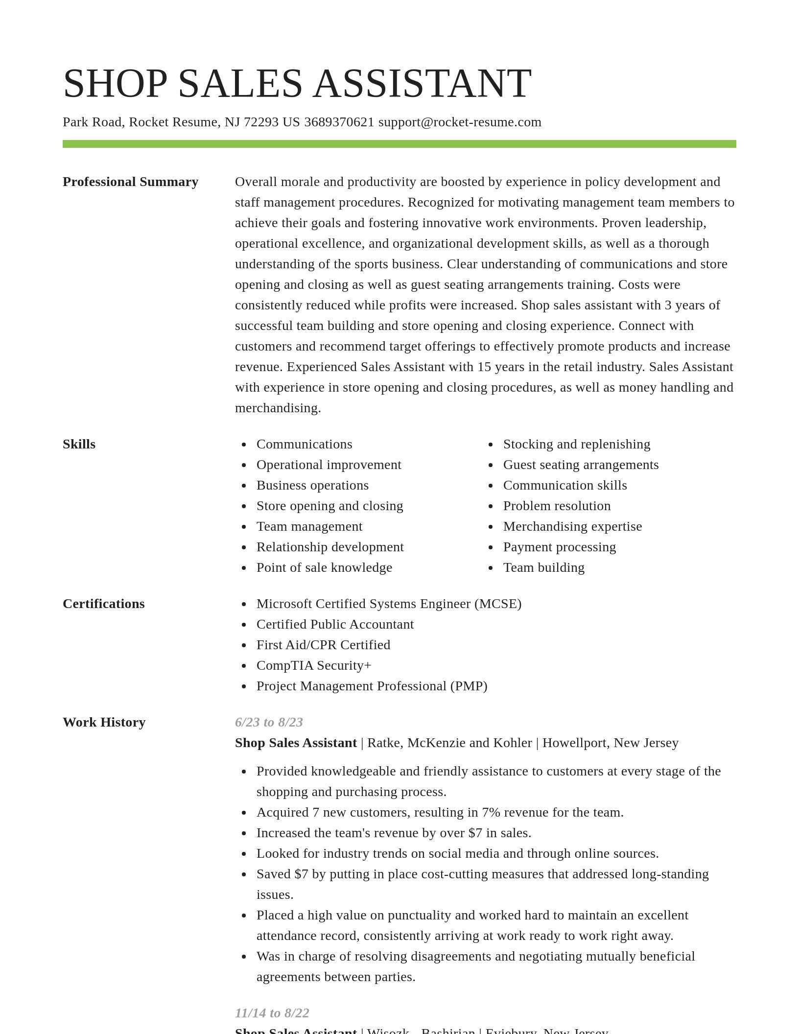 Smart resume template