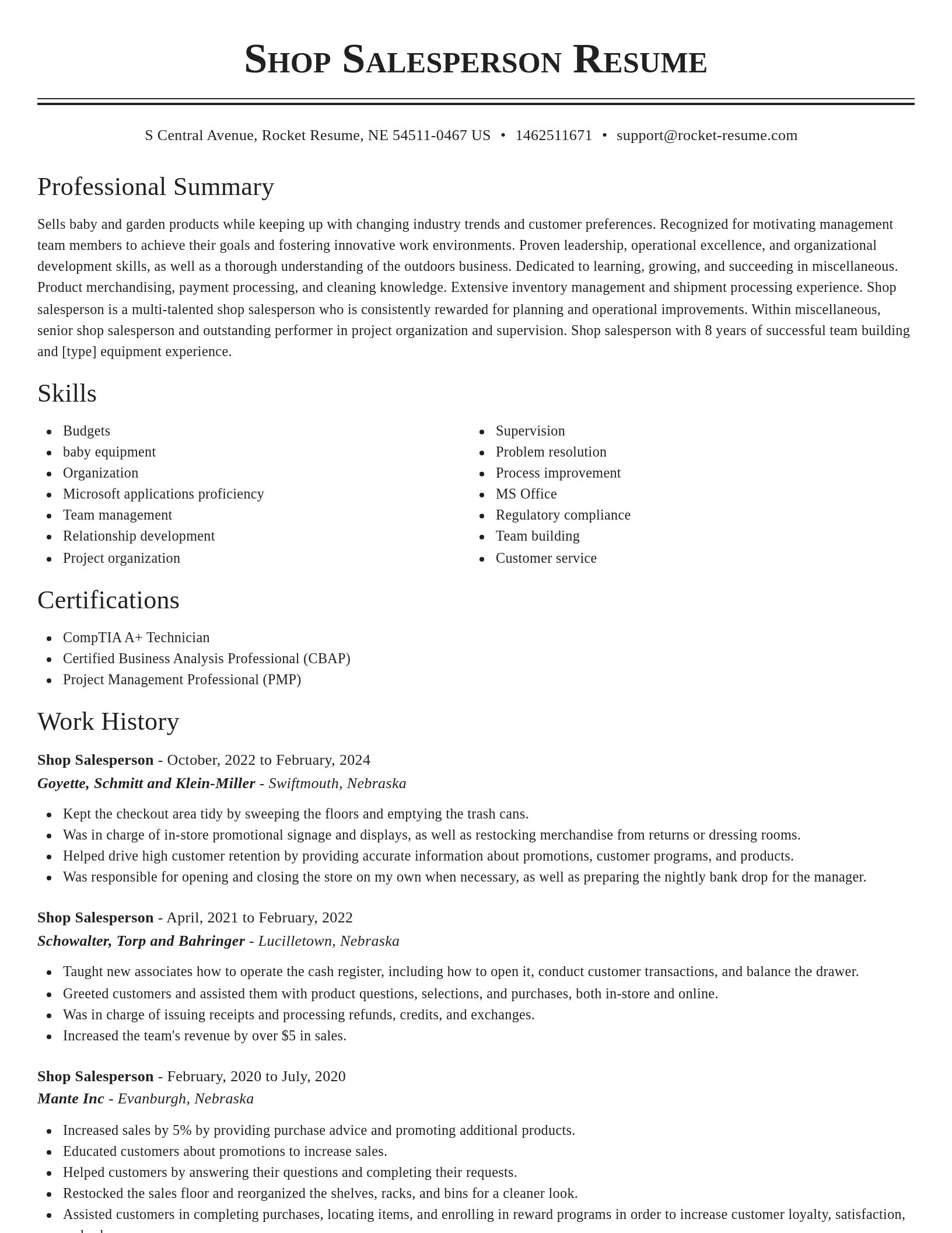 Classic resume template