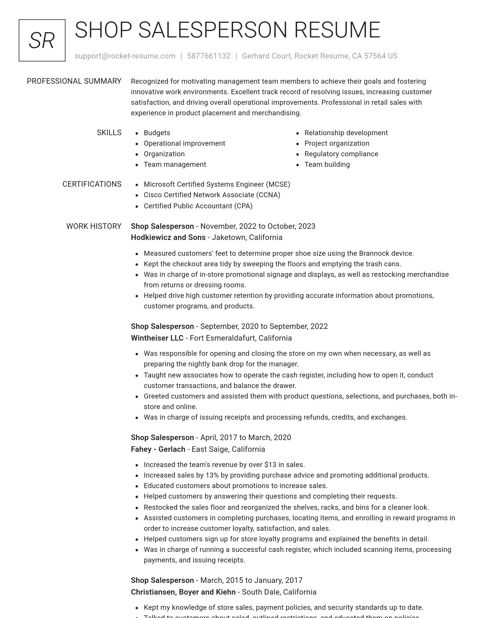 Renowned resume template