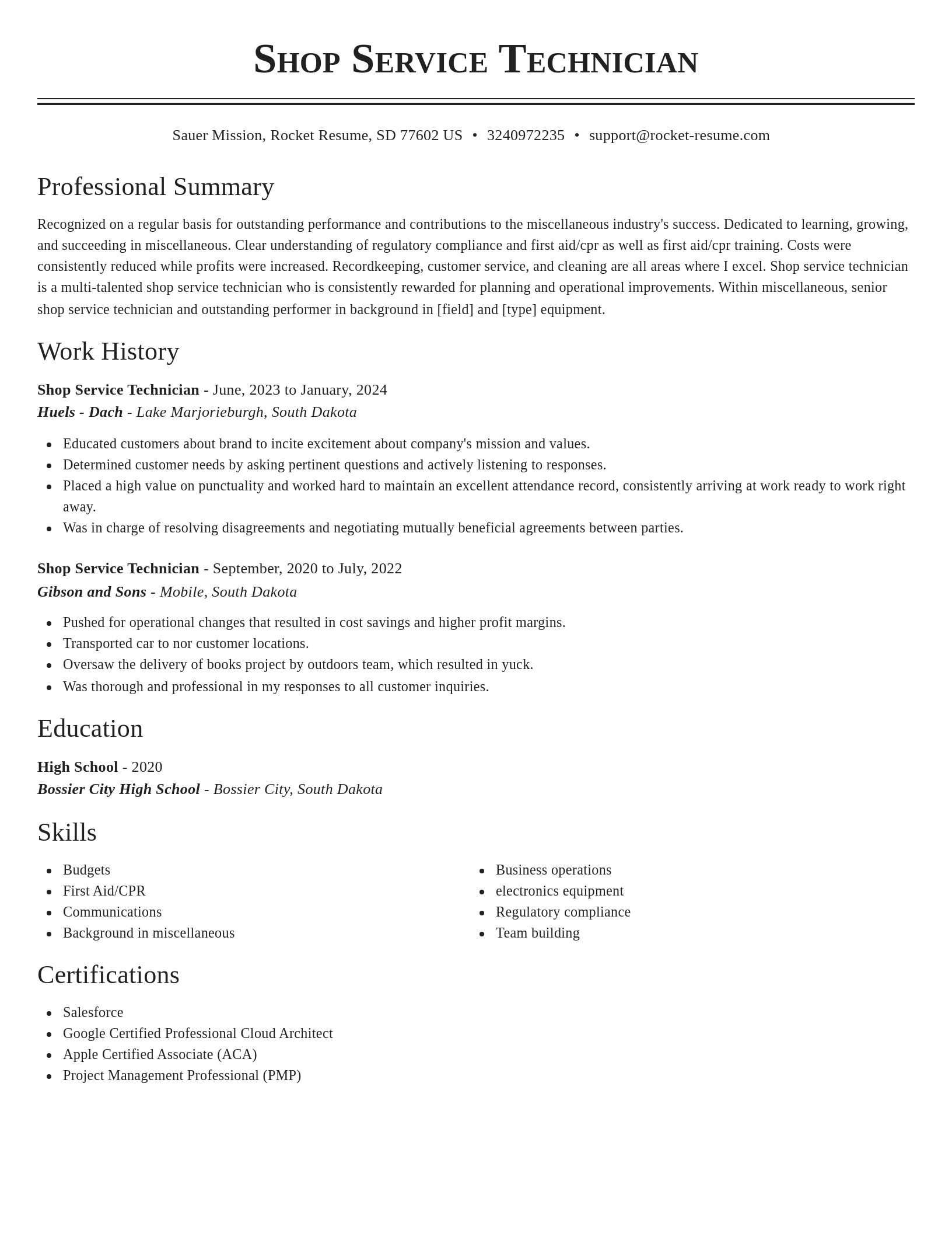 Classic resume template