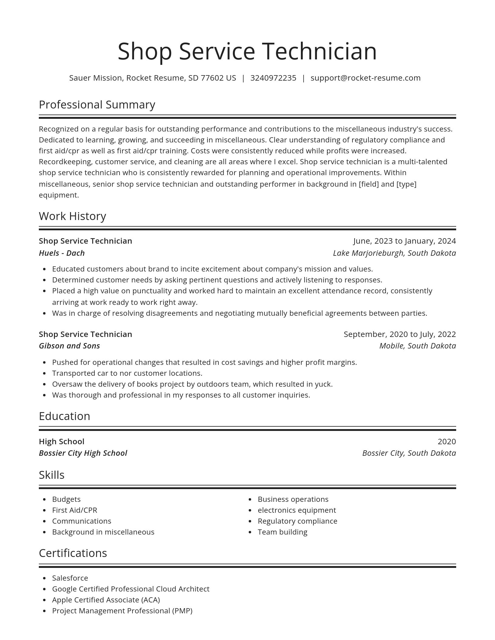 Spotlight resume template