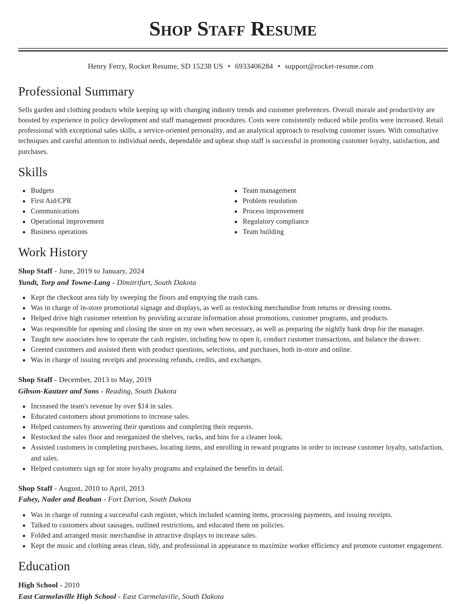 Classic resume template