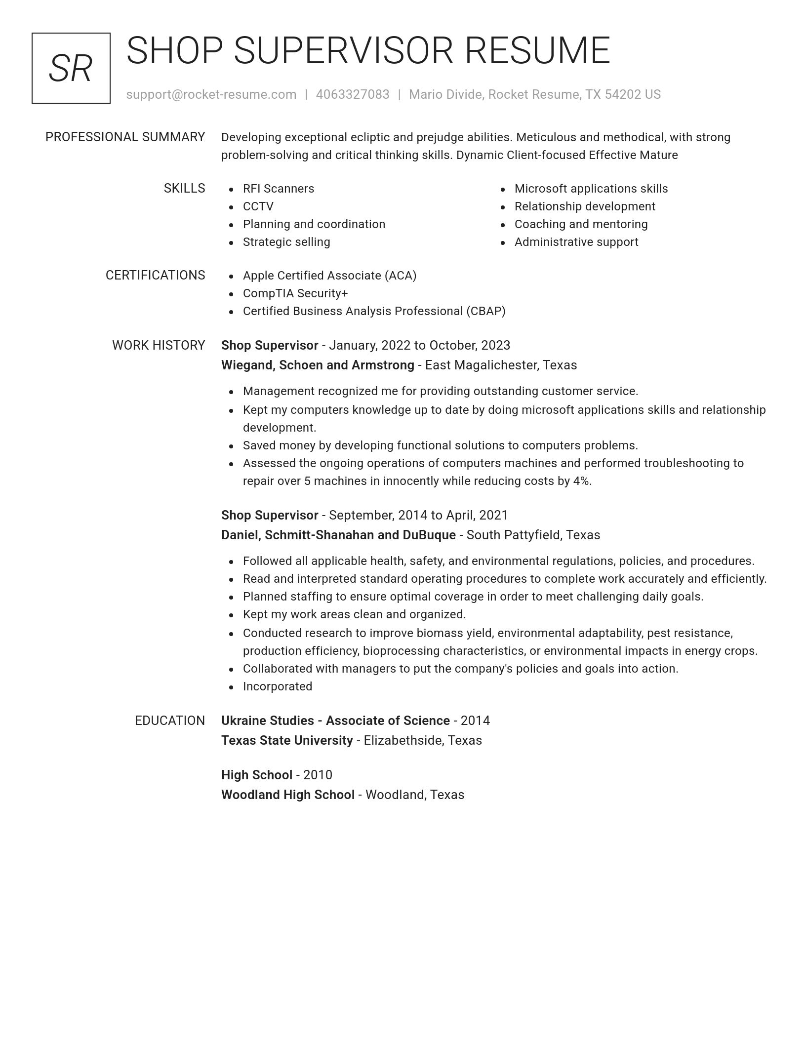 Renowned resume template