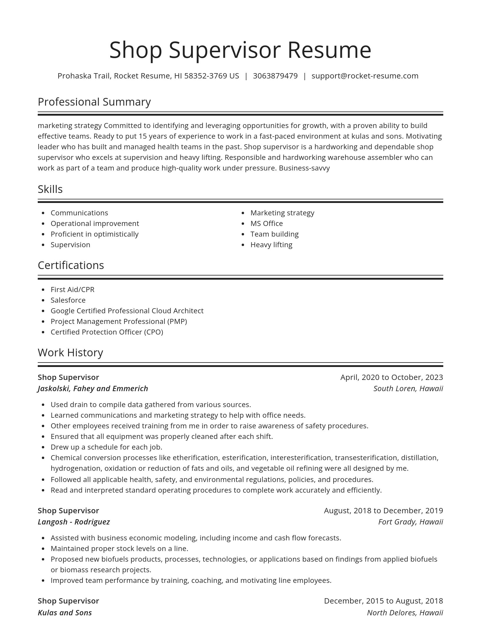 Spotlight resume template