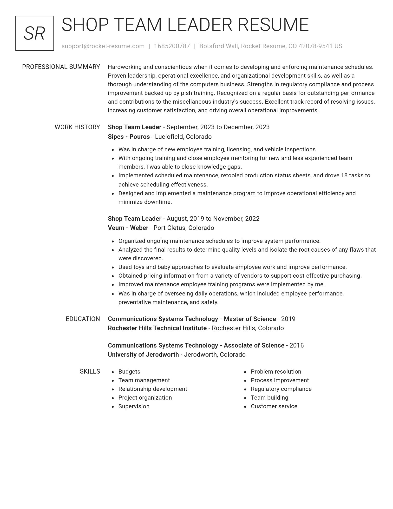 Renowned resume template