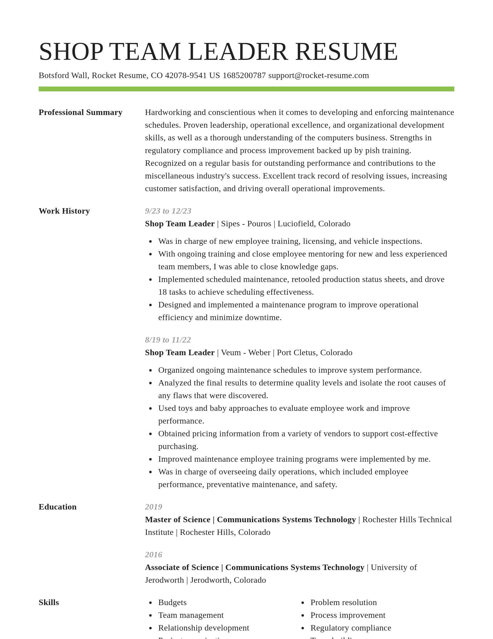 Smart resume template