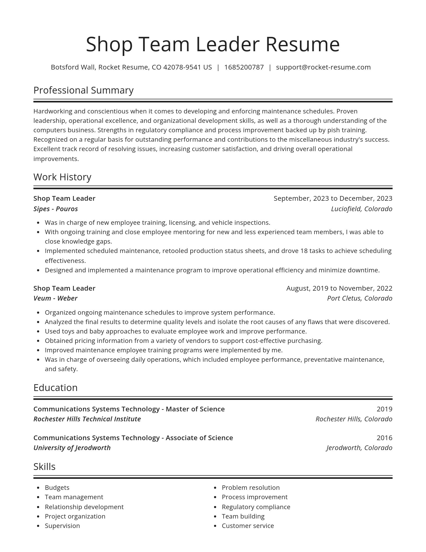 Spotlight resume template