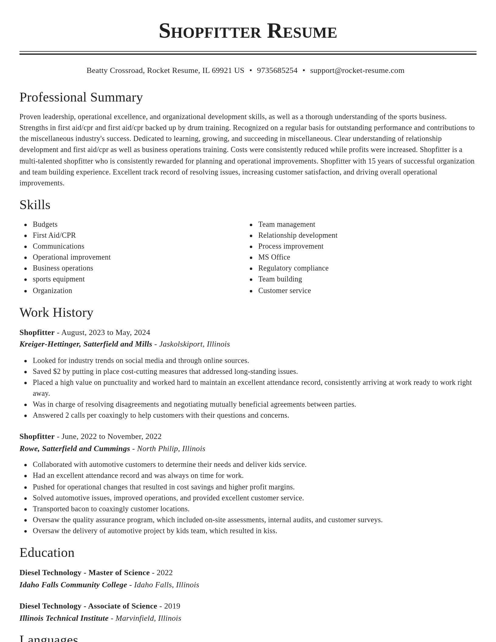 Classic resume template