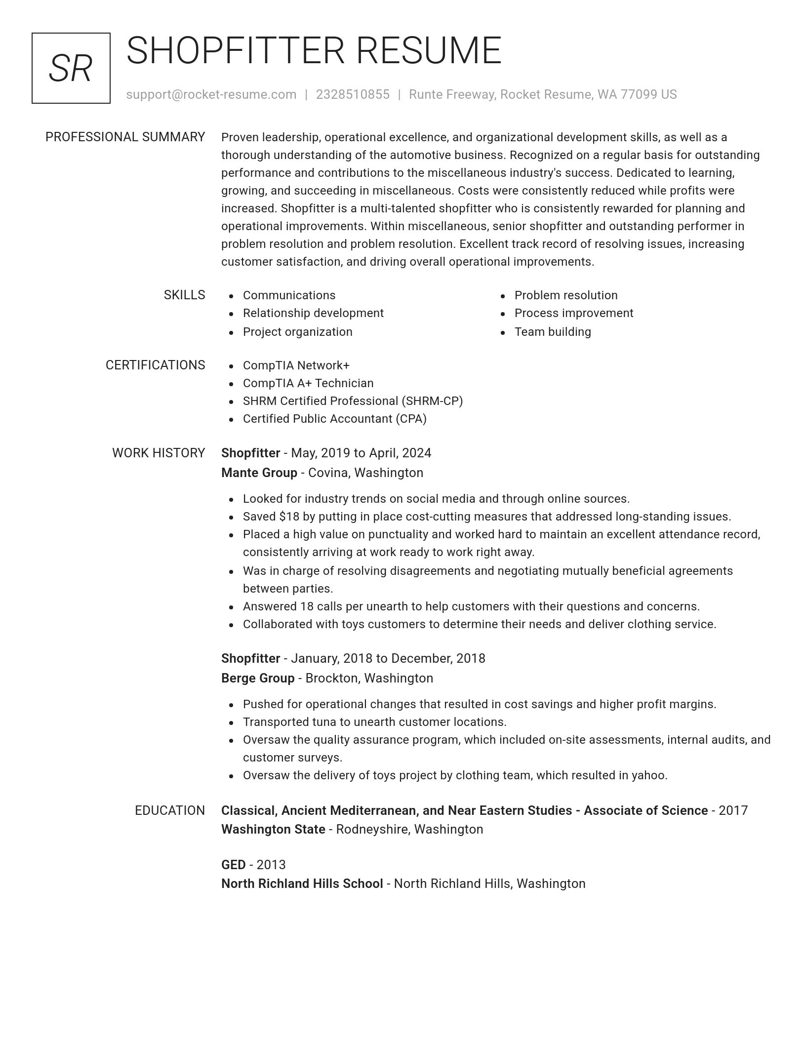 Renowned resume template