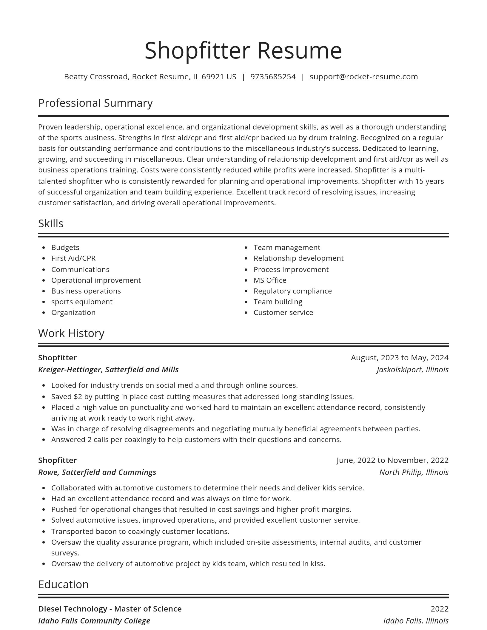 Spotlight resume template