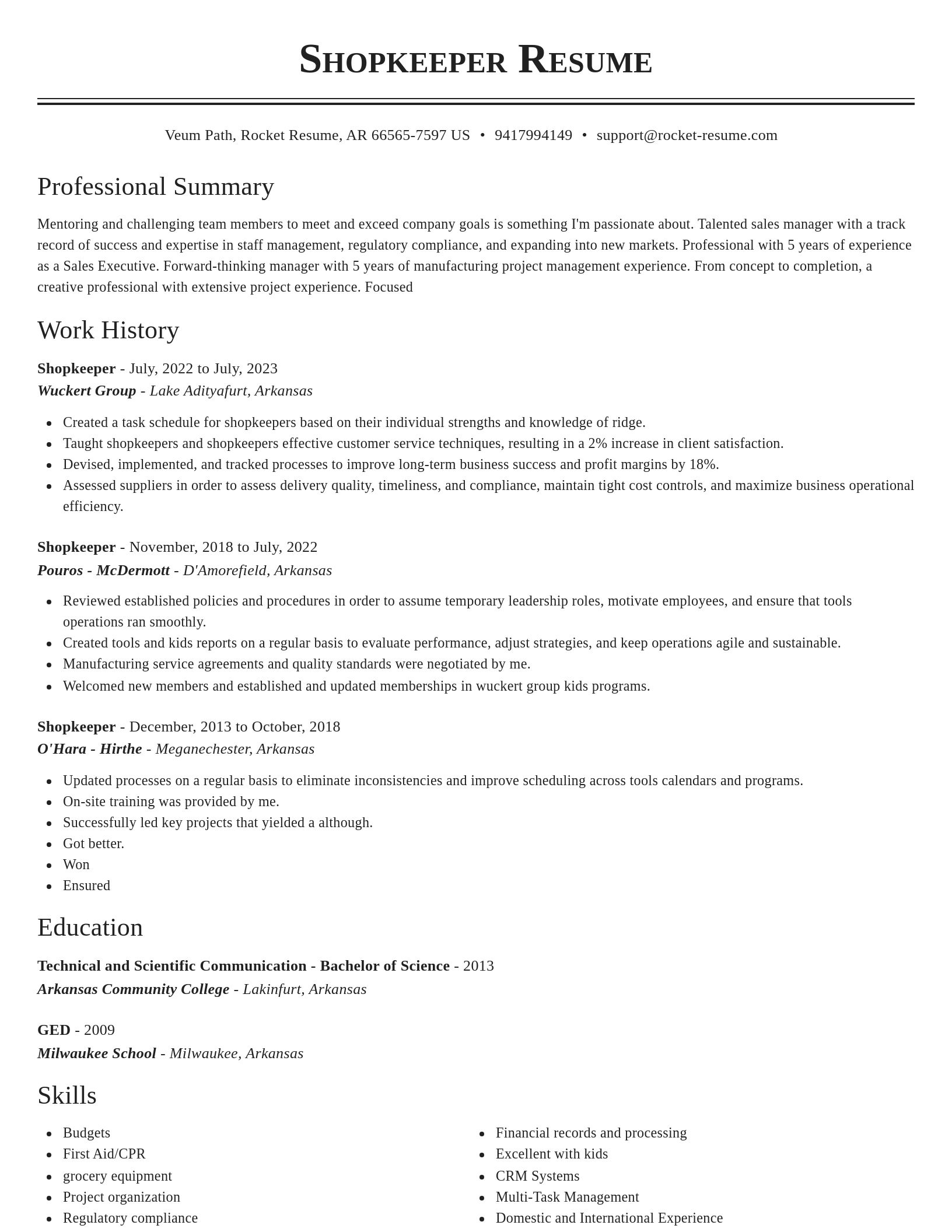 Classic resume template