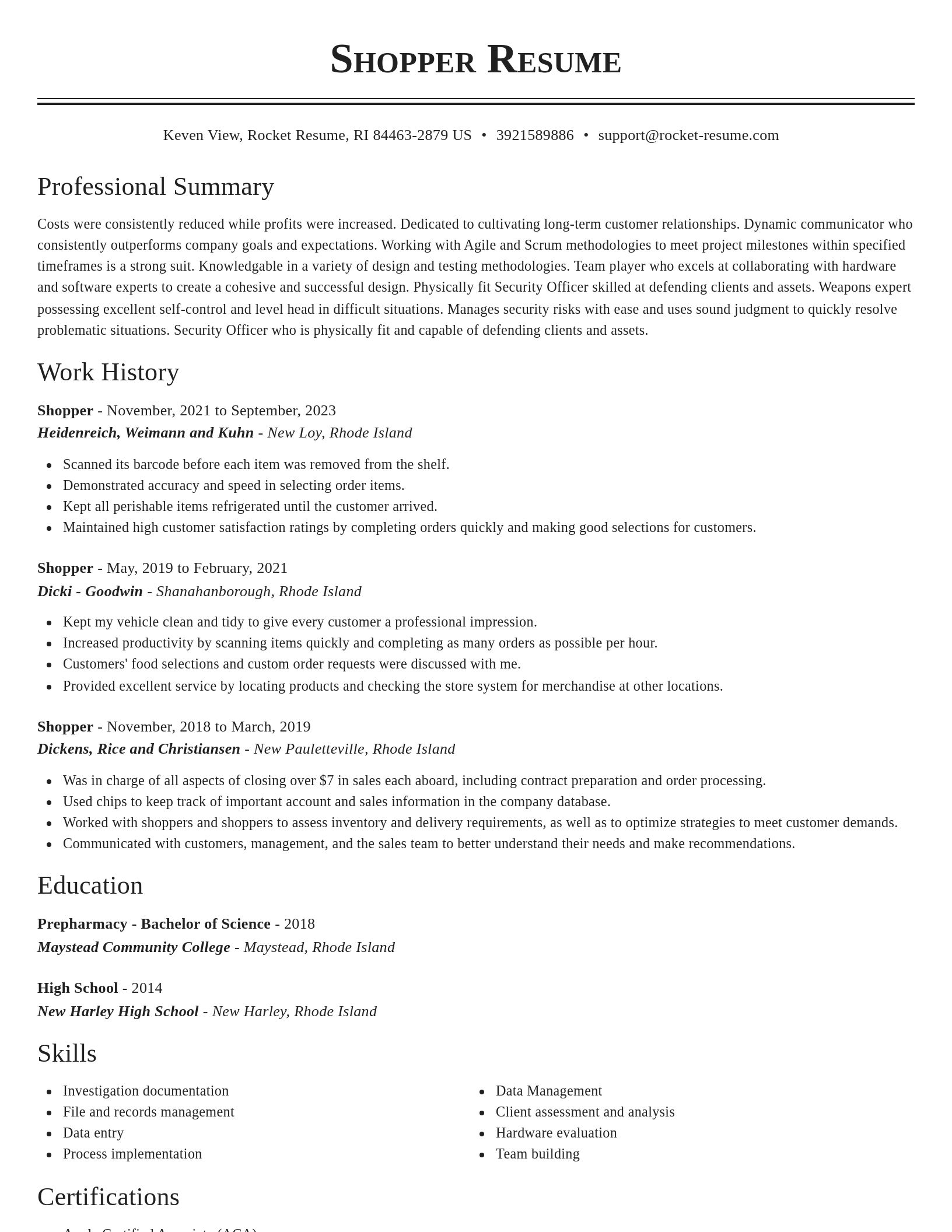Classic resume template