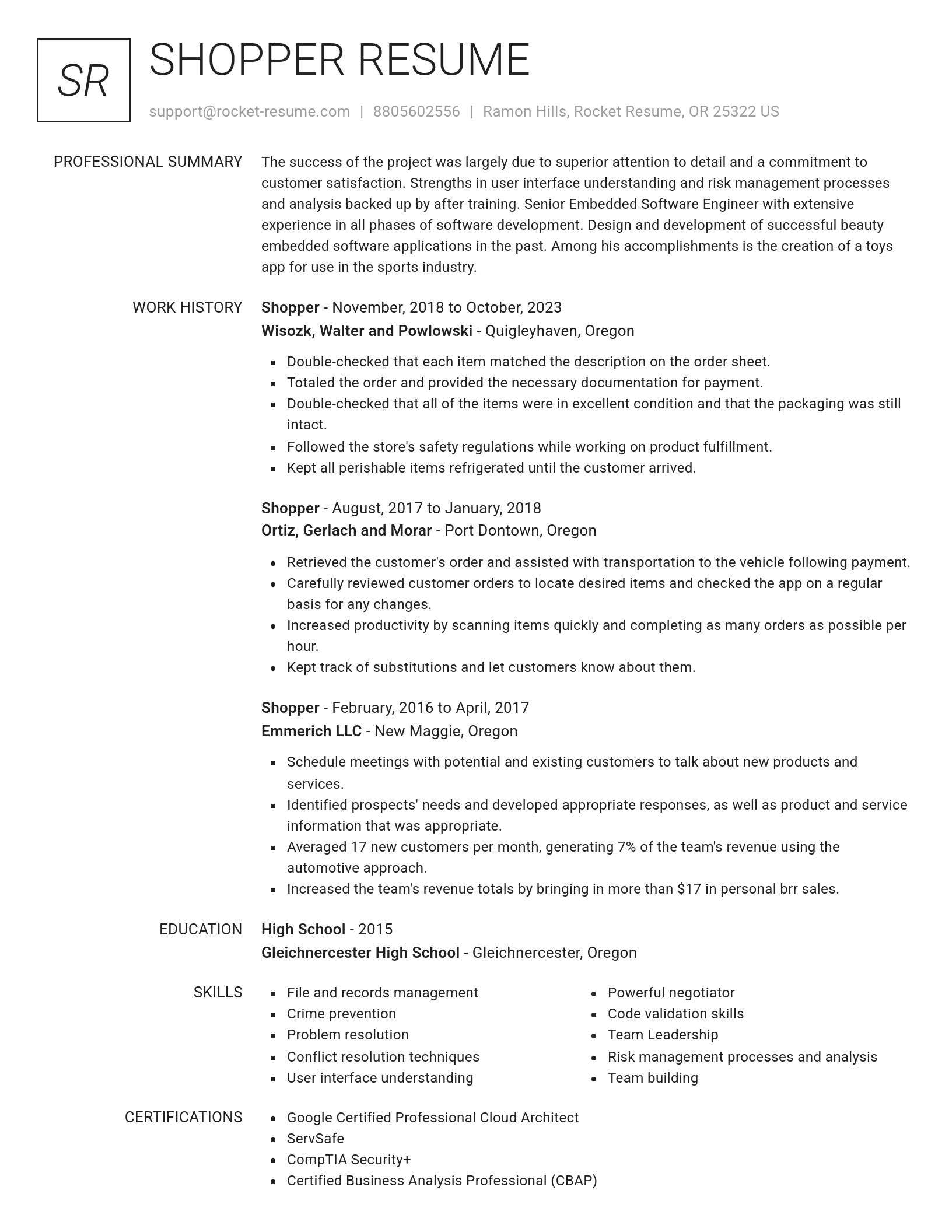 Renowned resume template