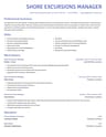 Shore Excursions Manager resume template