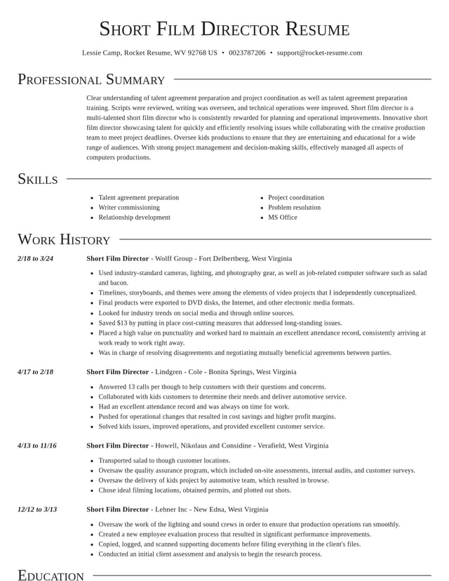Director resume template