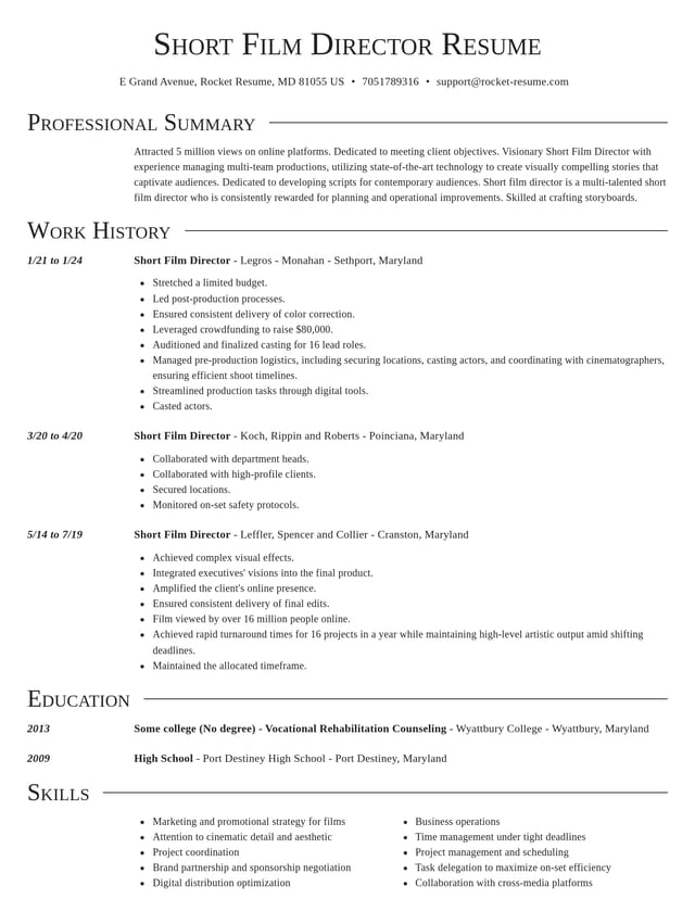 Director resume template