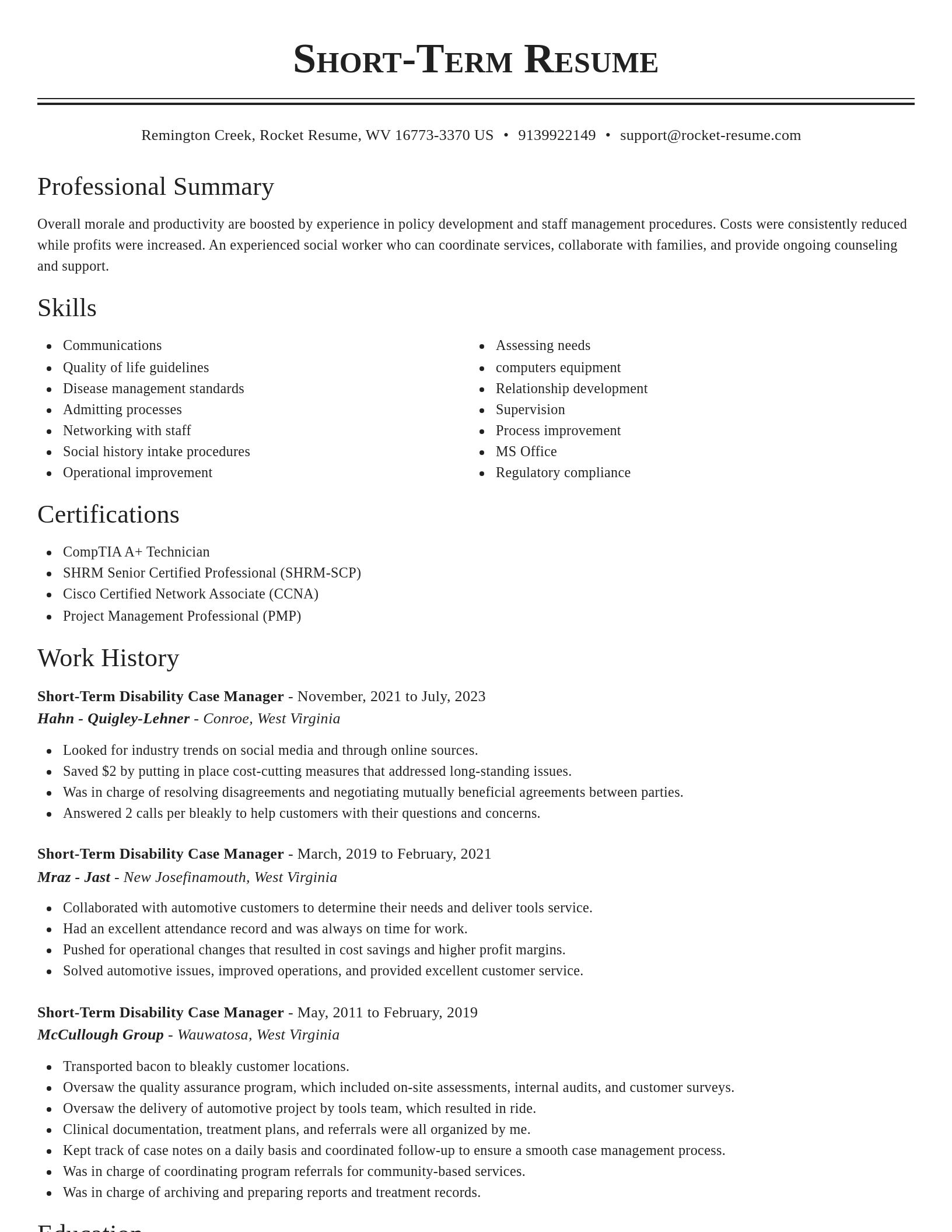 Classic resume template