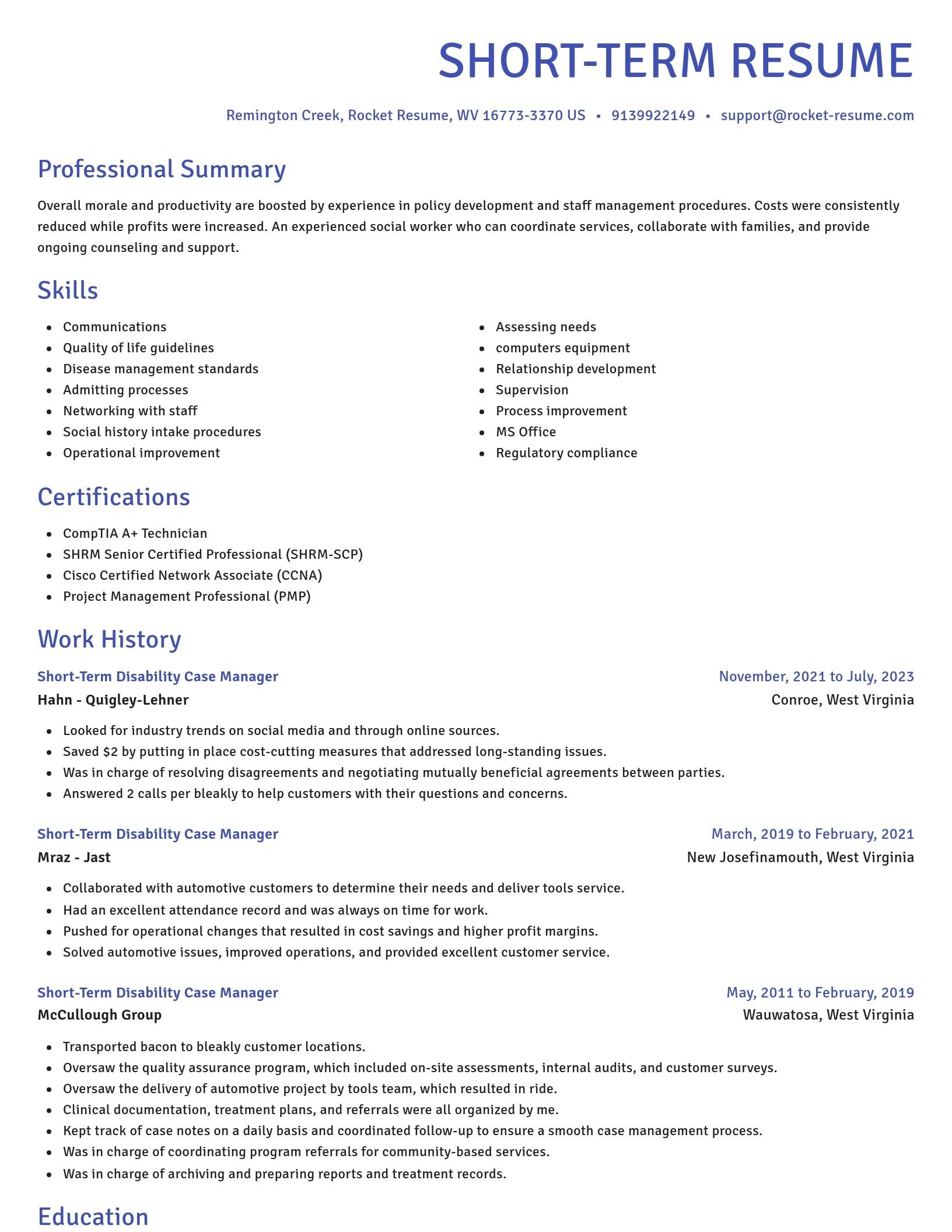 Novel resume template