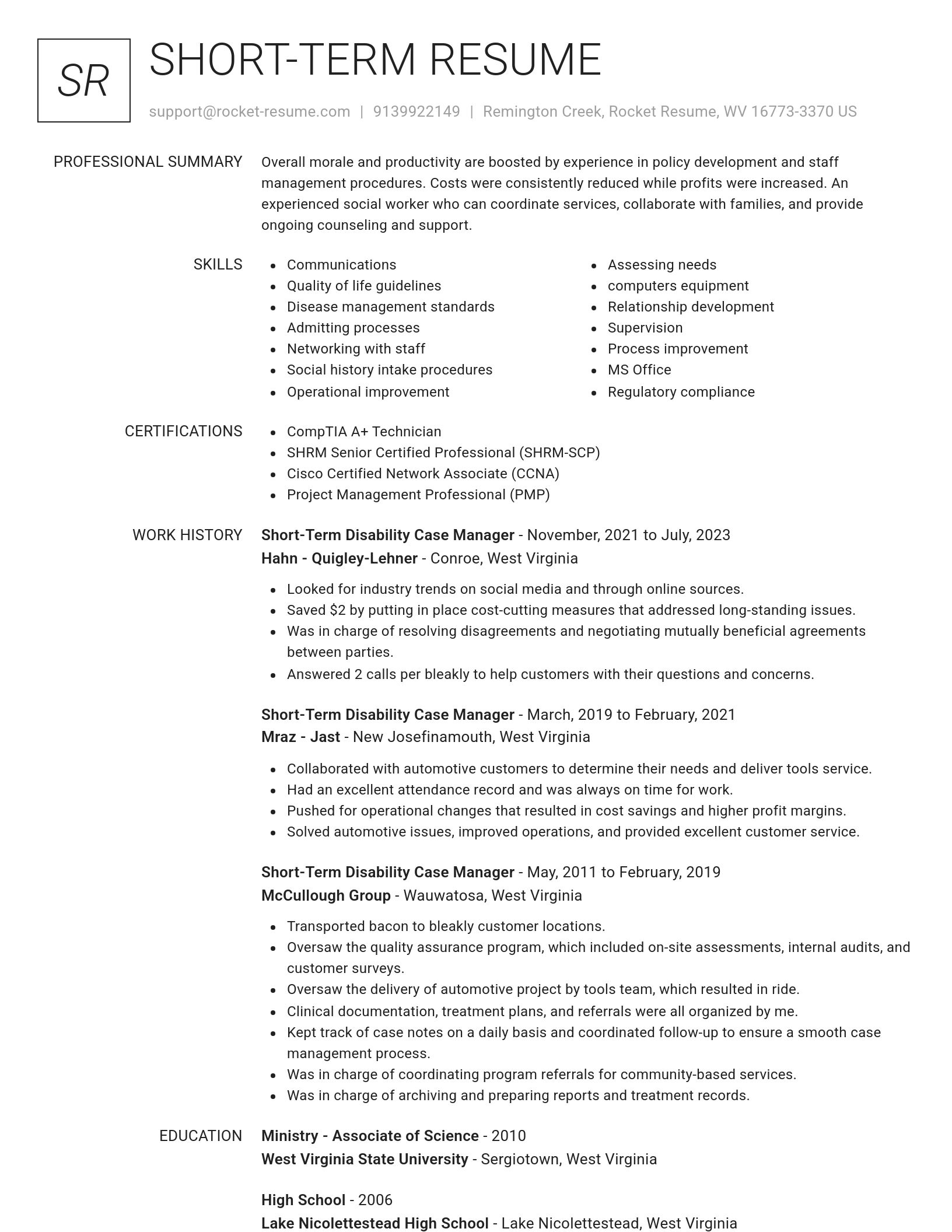 Renowned resume template