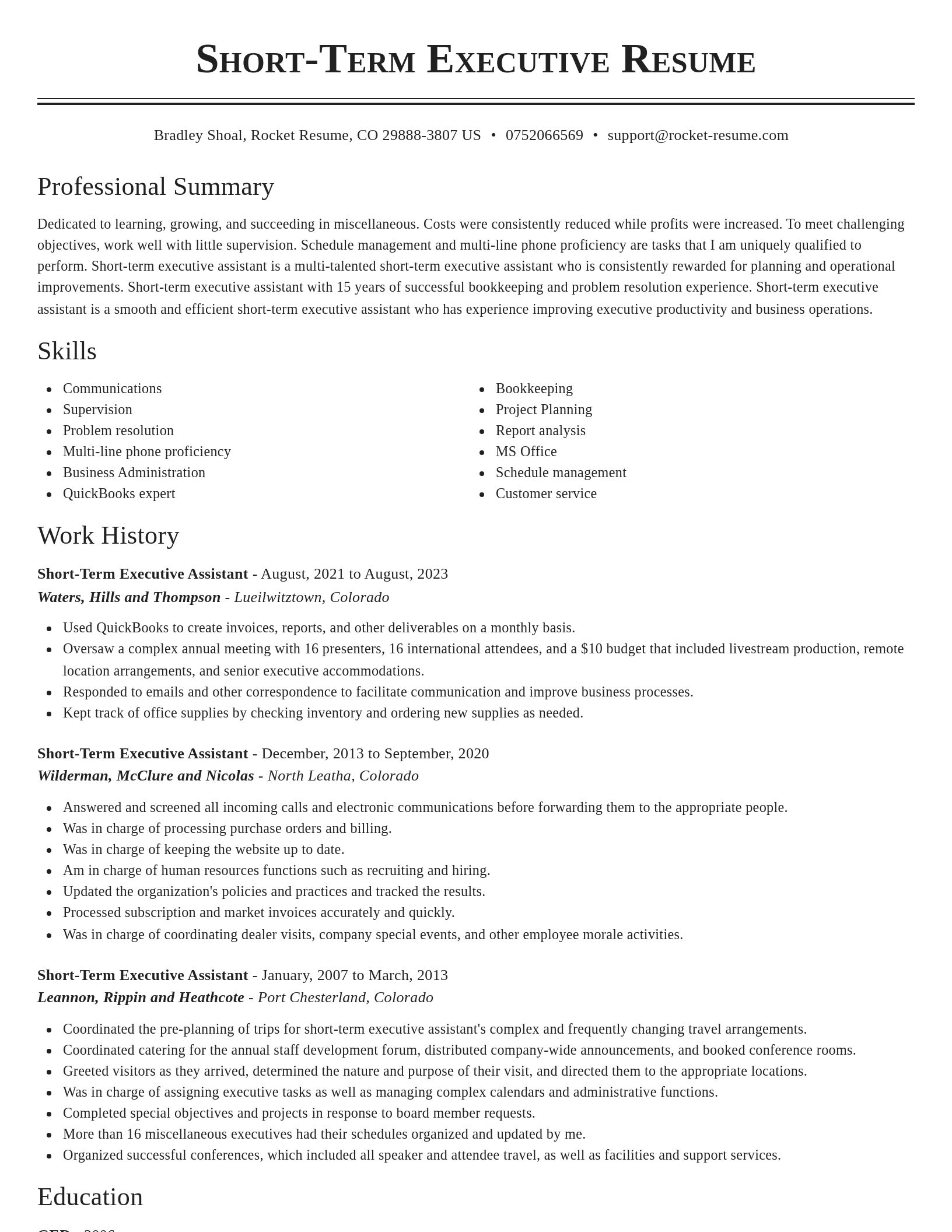 Classic resume template