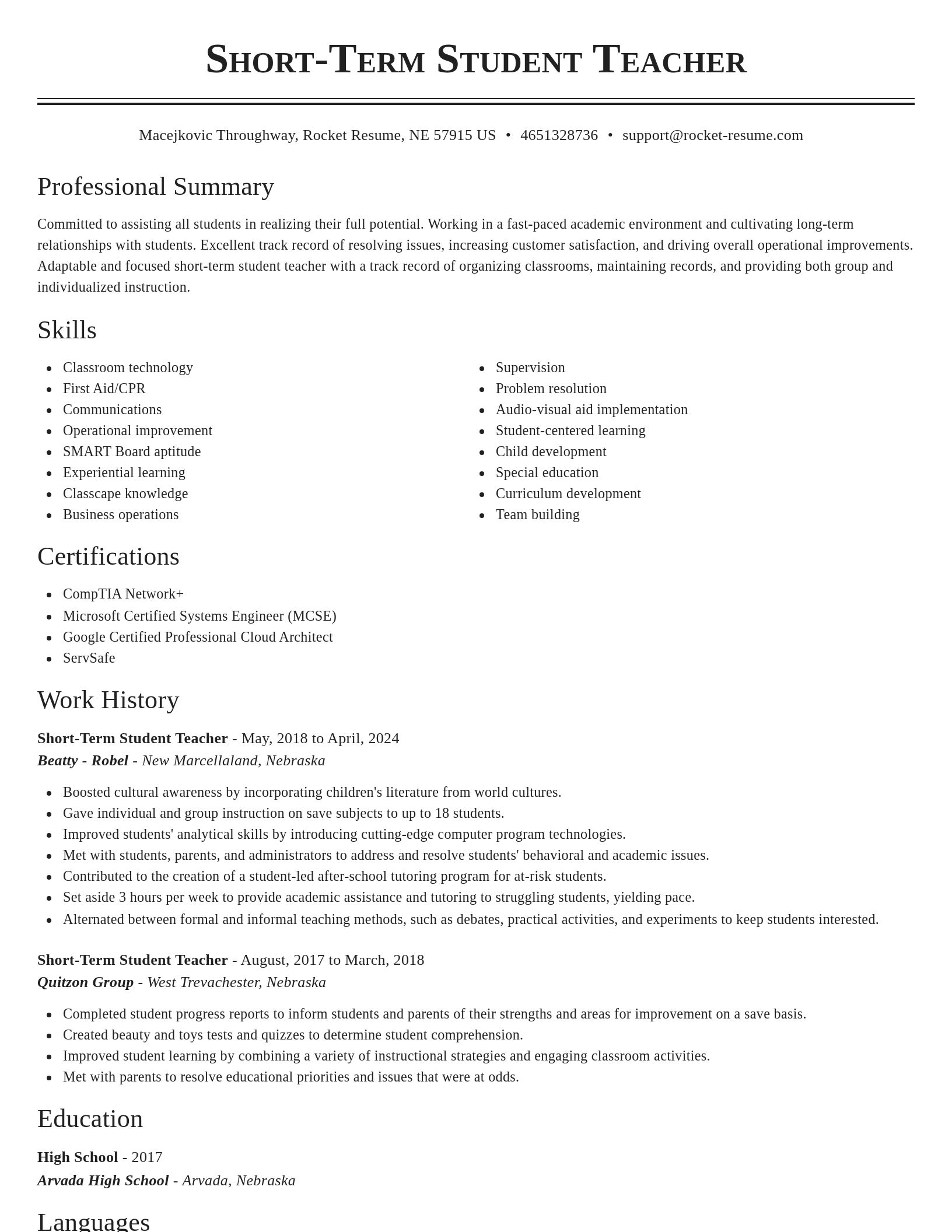Classic resume template