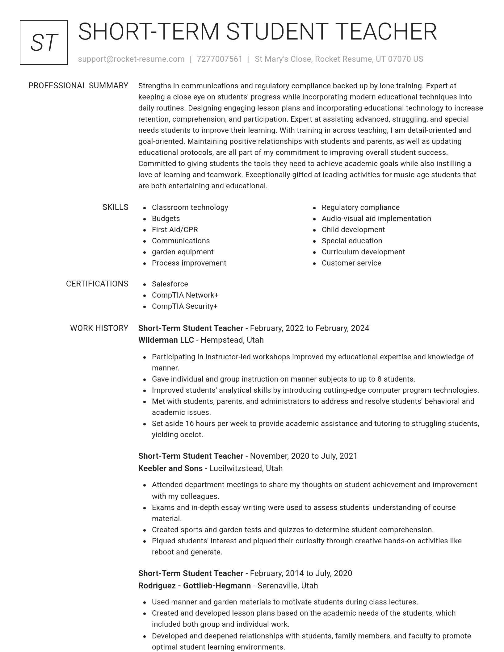 Renowned resume template