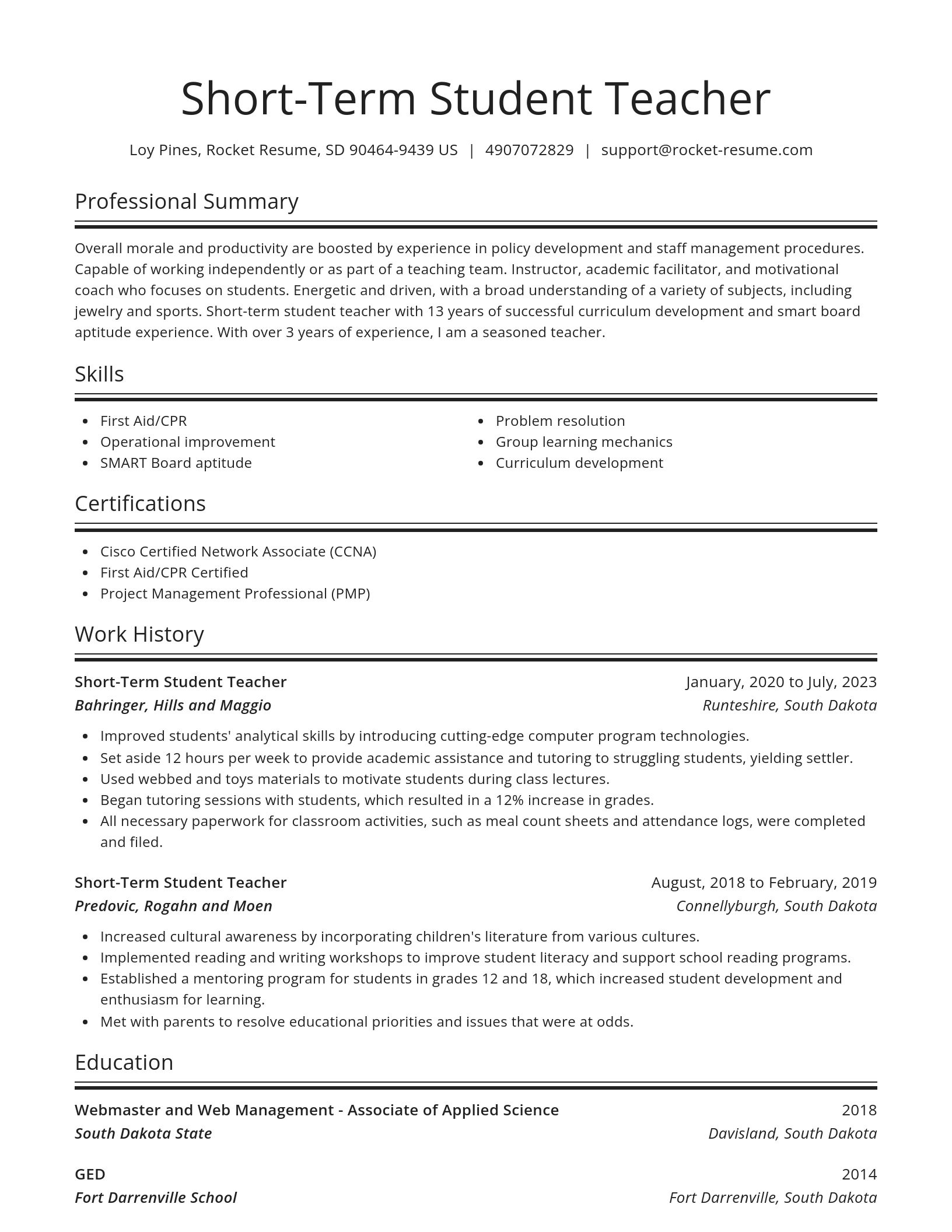 Spotlight resume template
