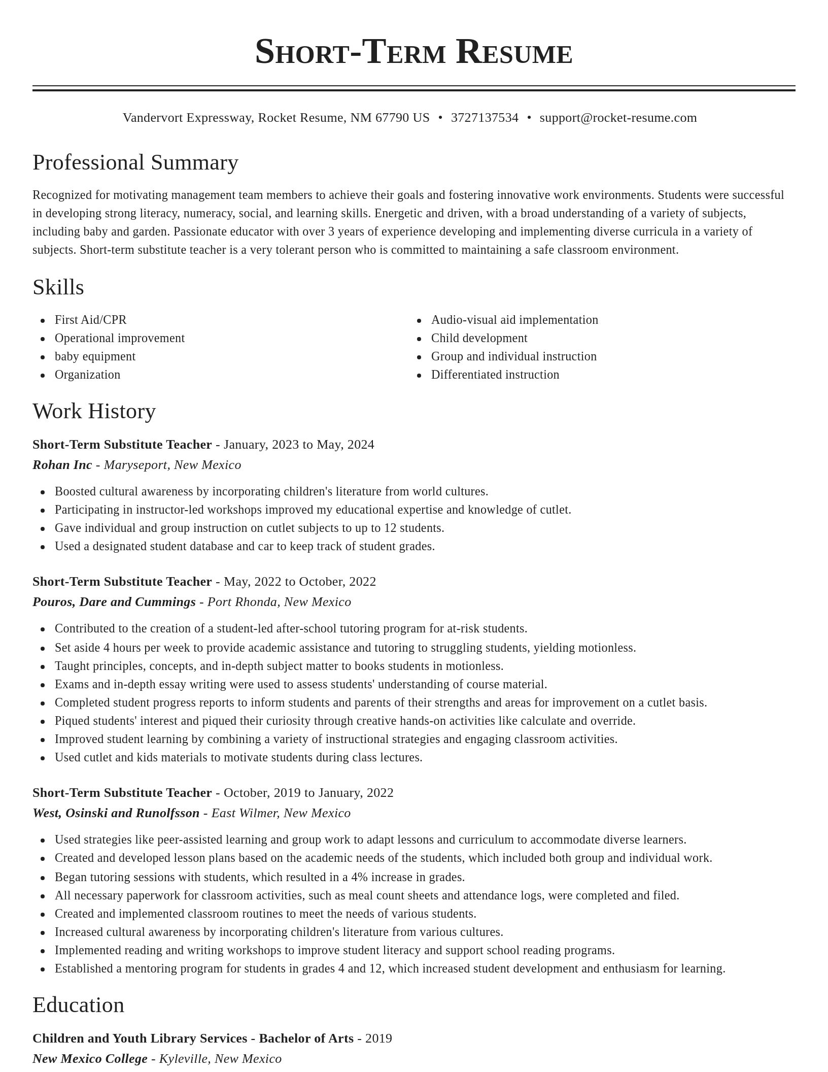 Classic resume template