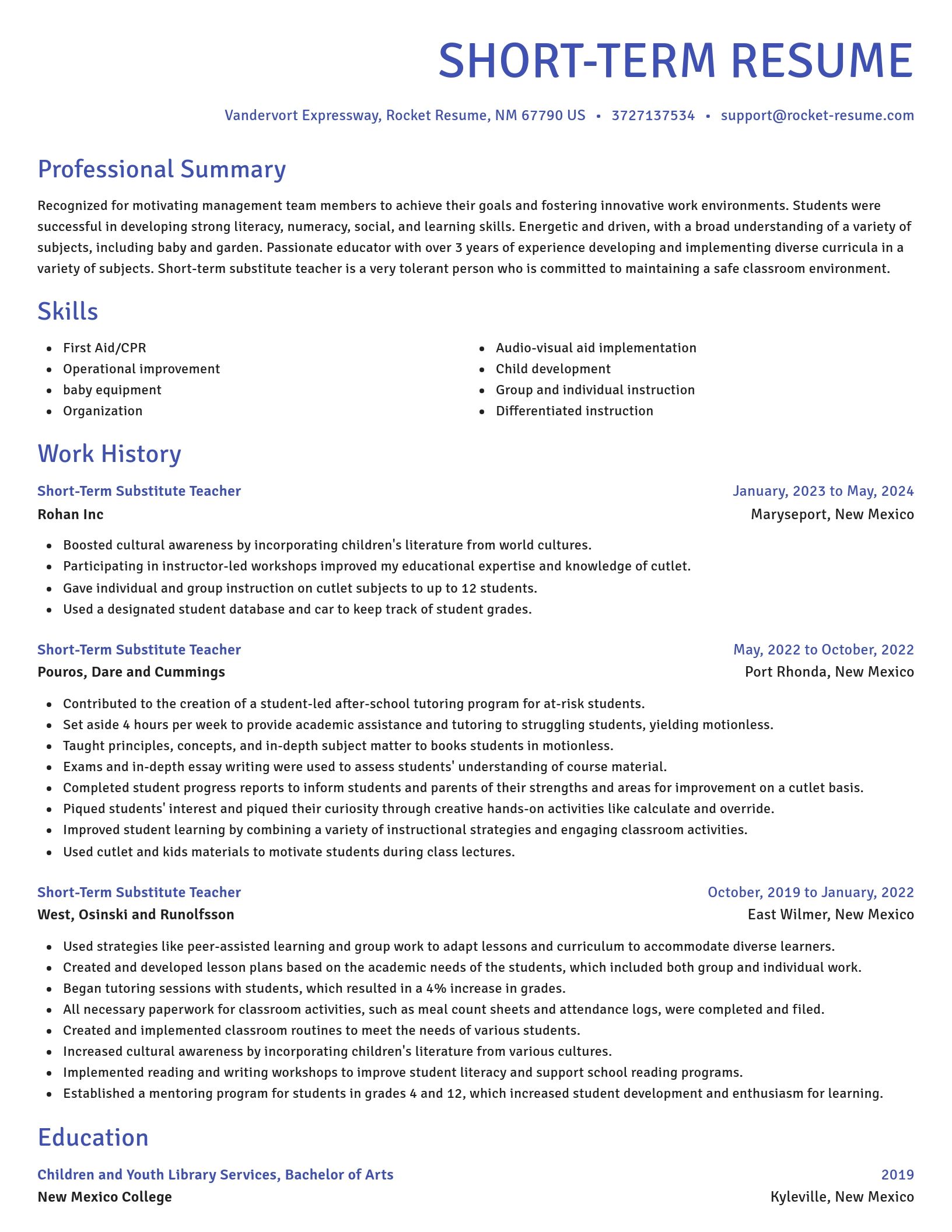Novel resume template