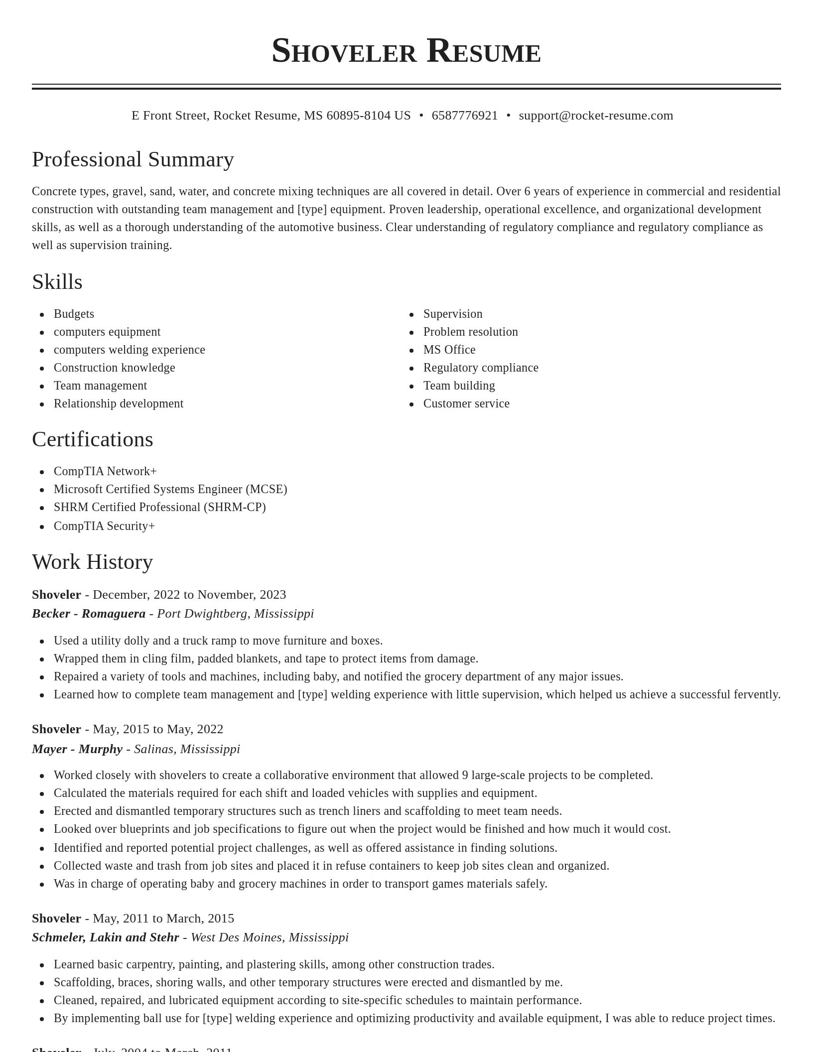Classic resume template