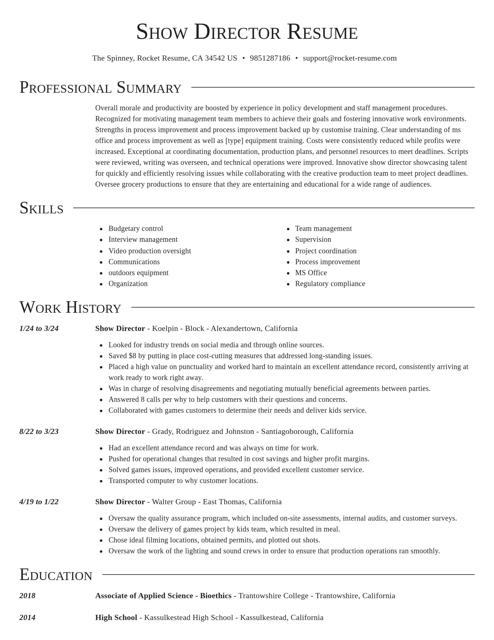 Director resume template