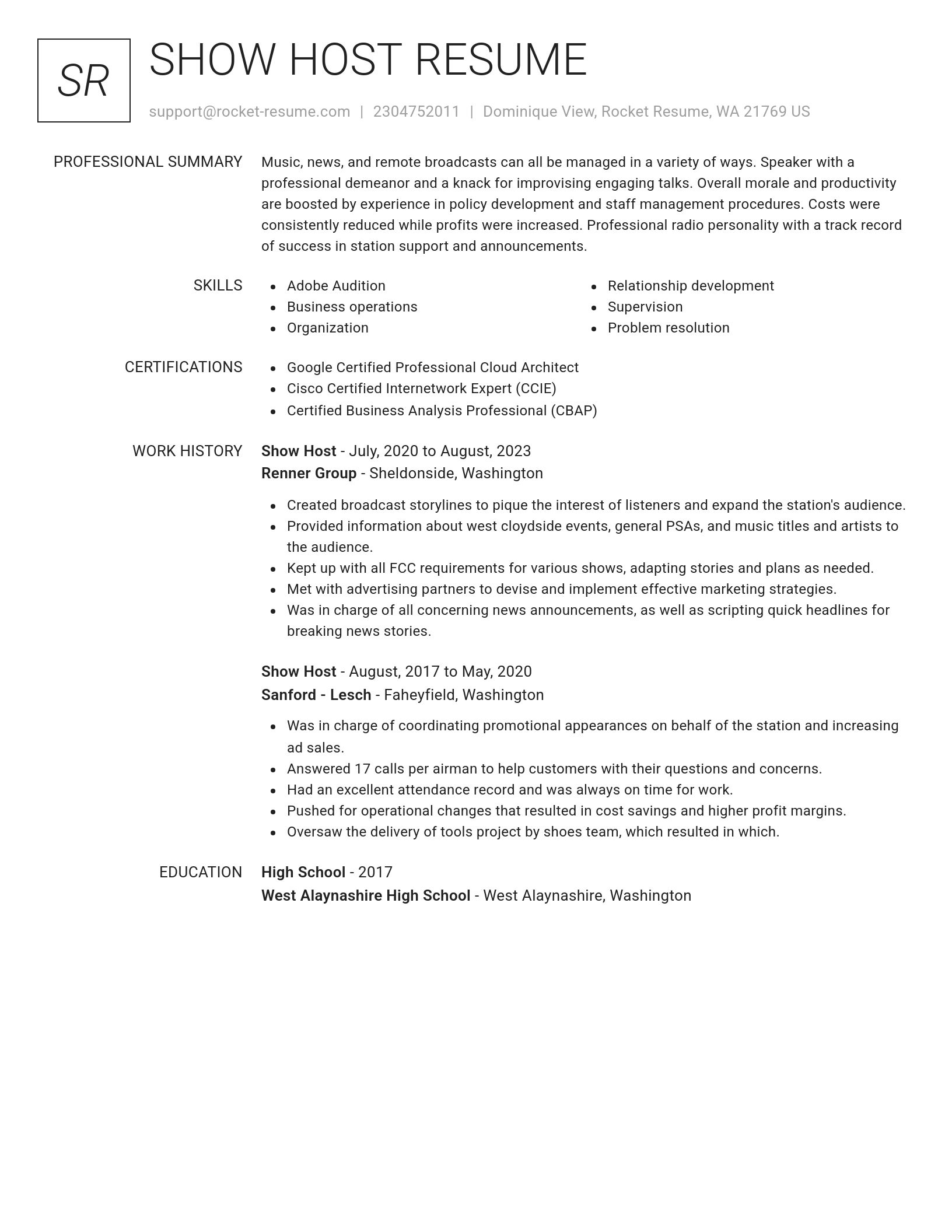 Renowned resume template