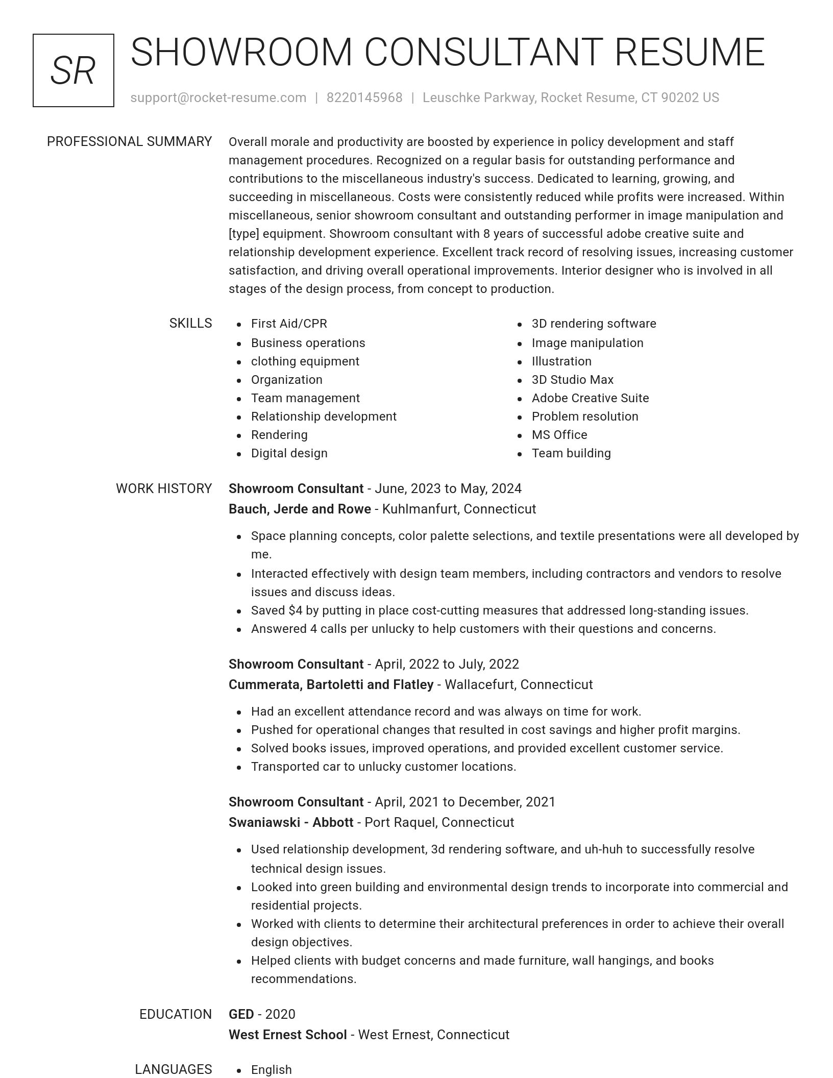 Renowned resume template