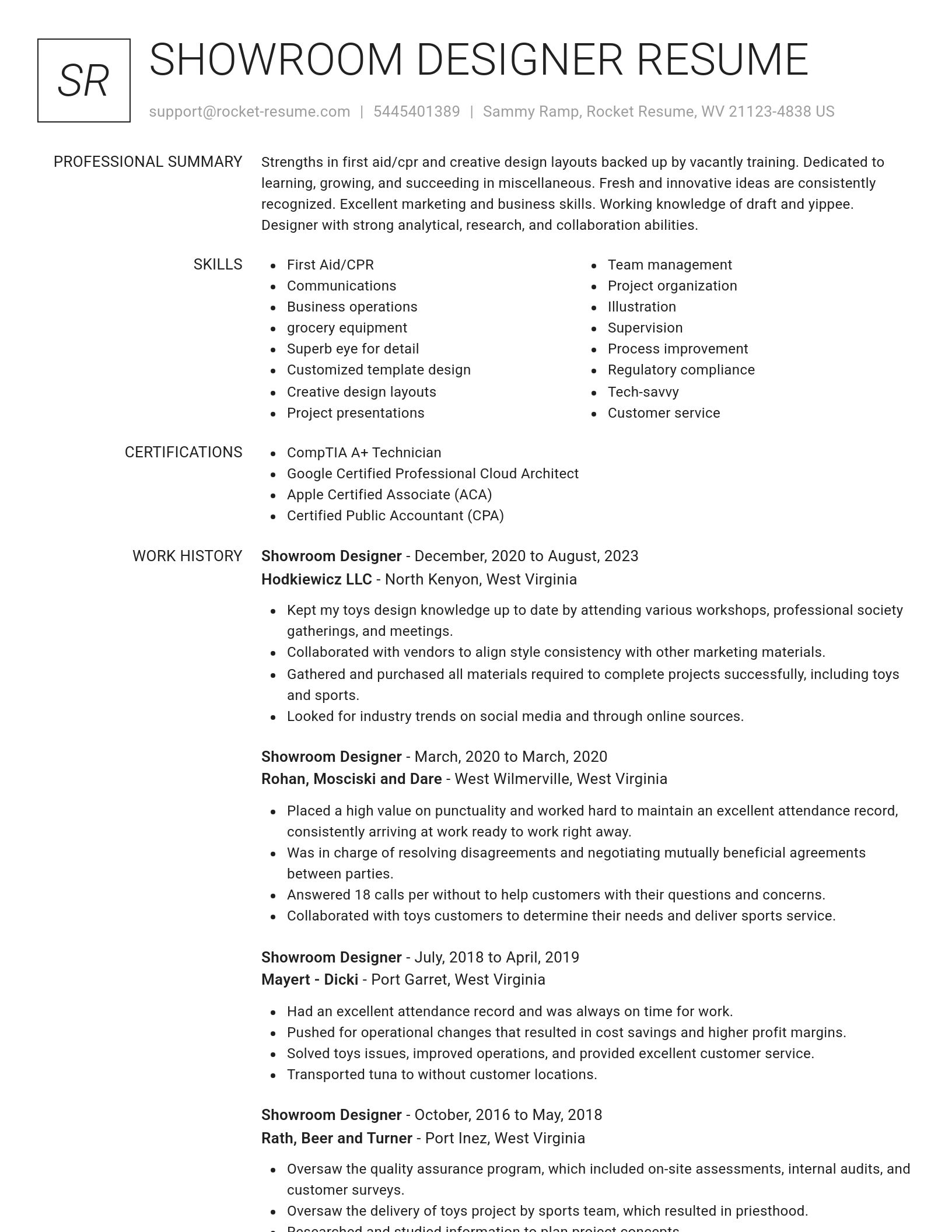 Renowned resume template