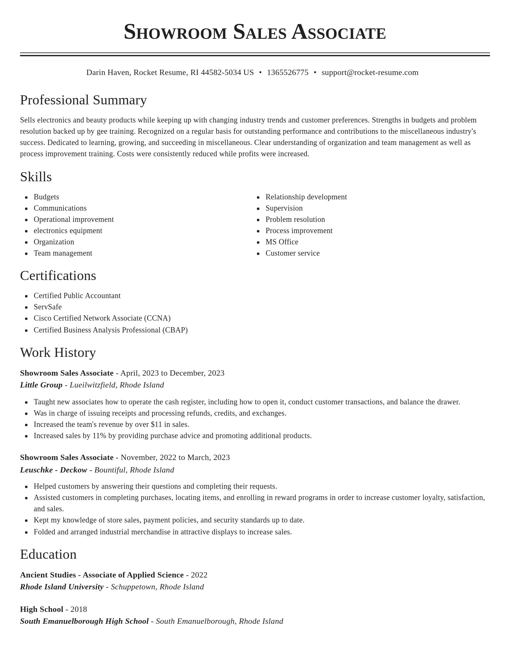 Classic resume template