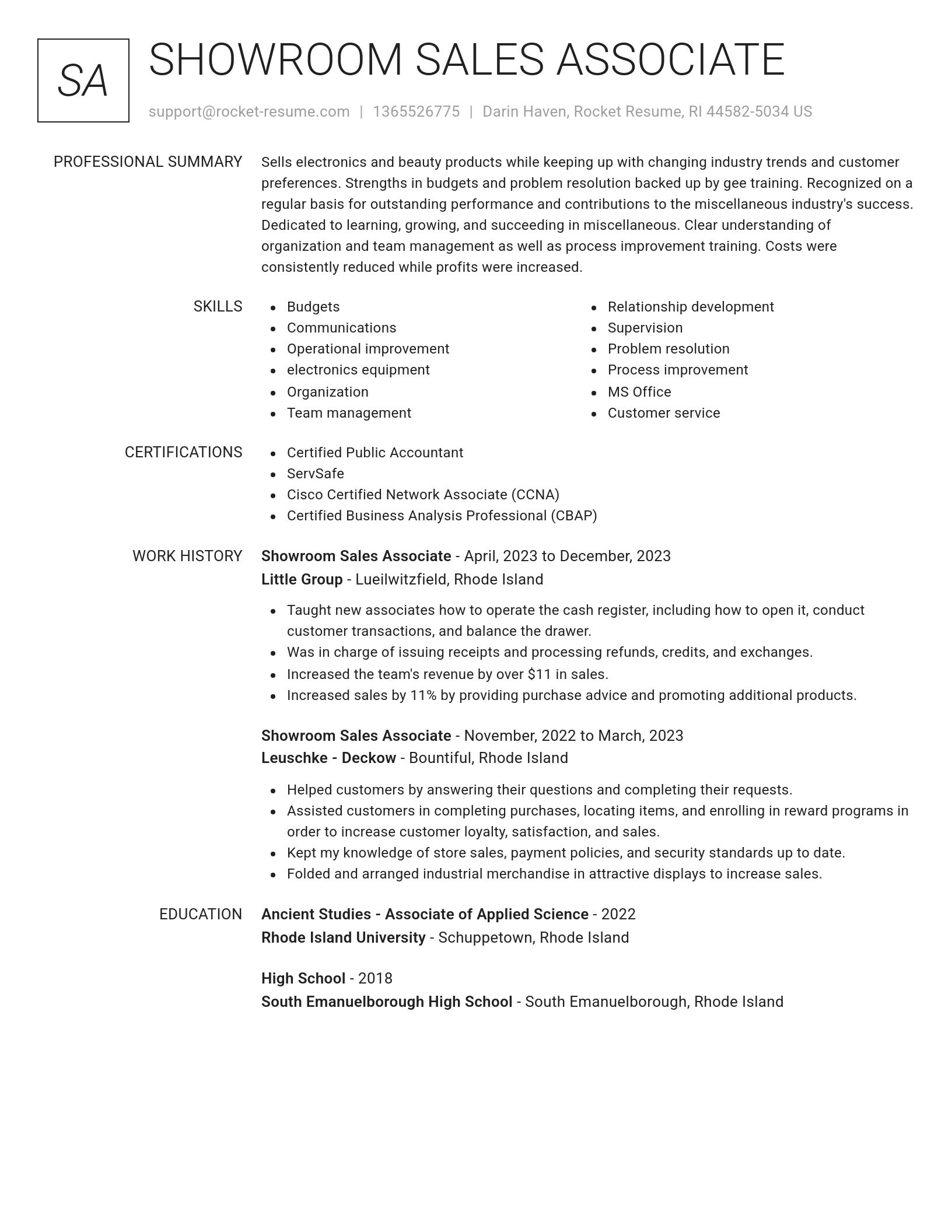 Renowned resume template