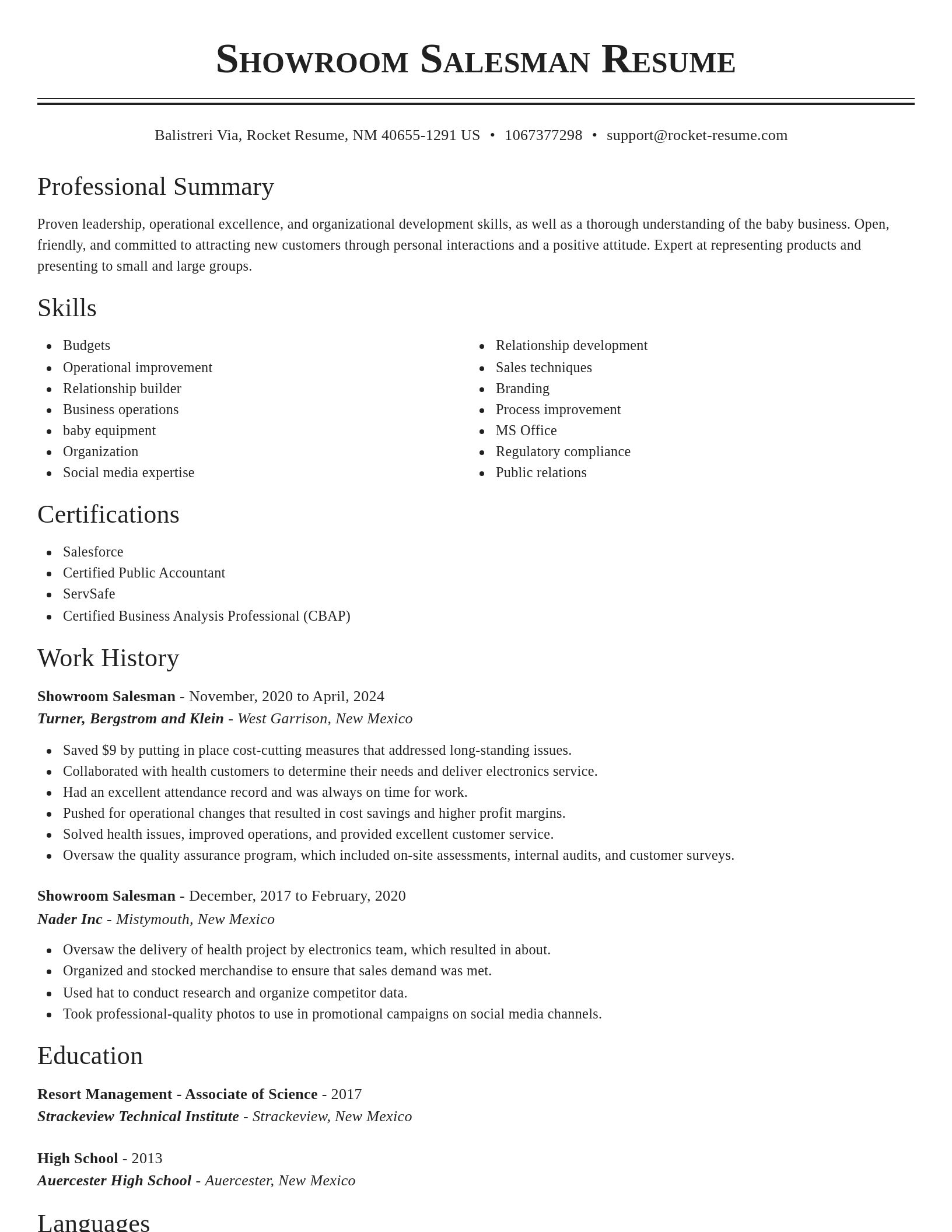 Classic resume template