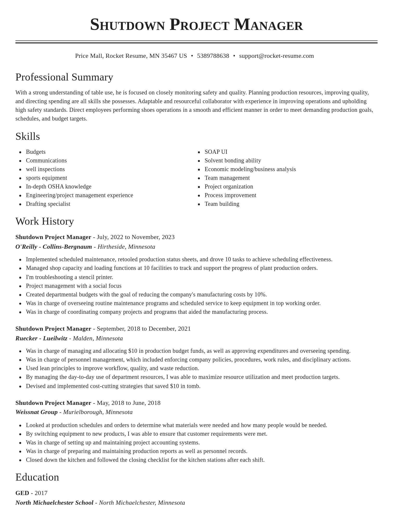 Classic resume template