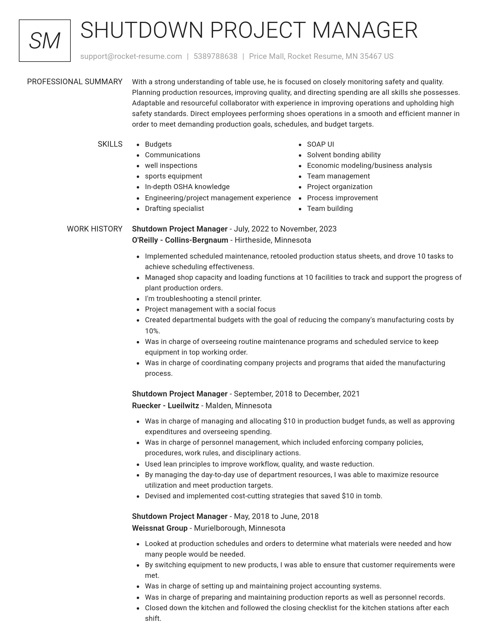 Renowned resume template