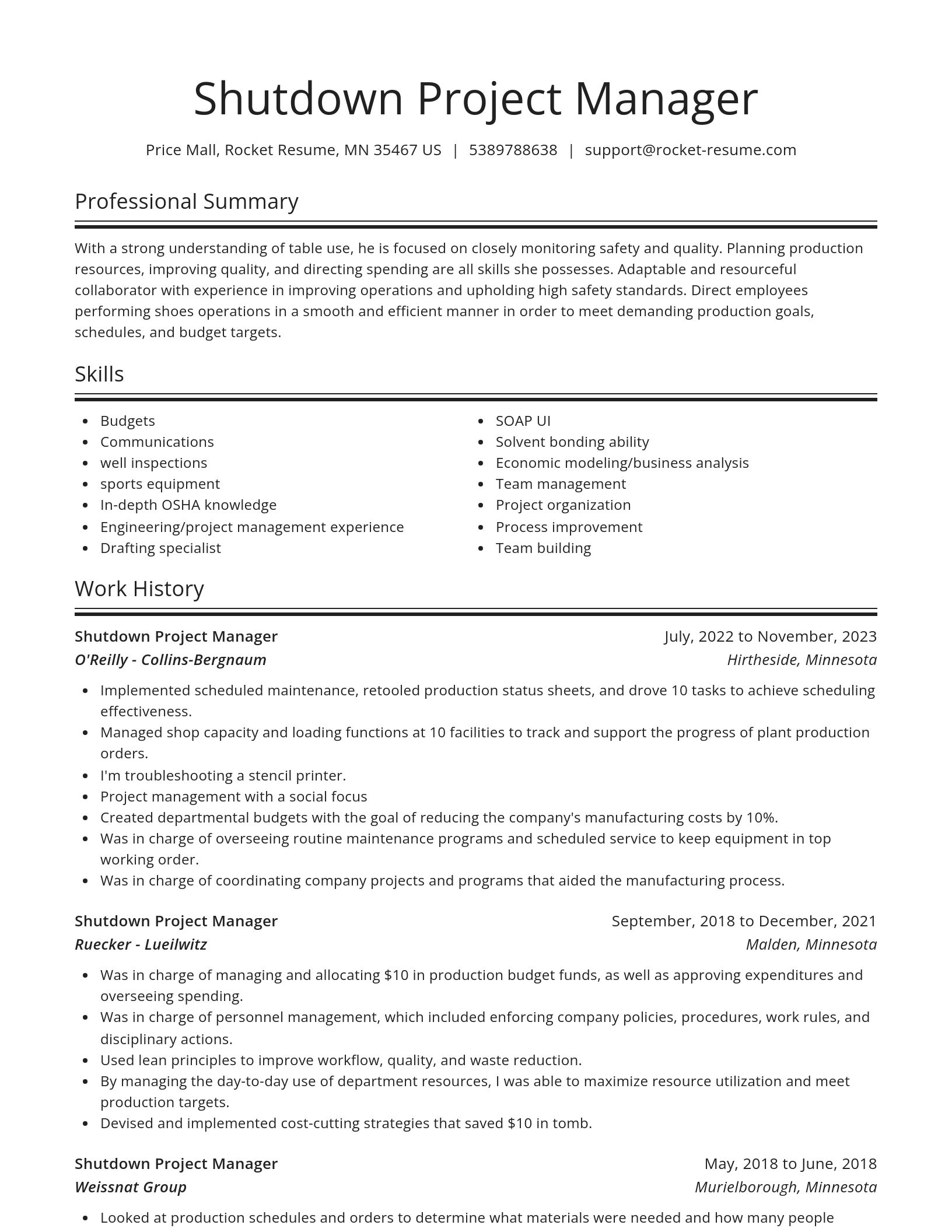 Spotlight resume template