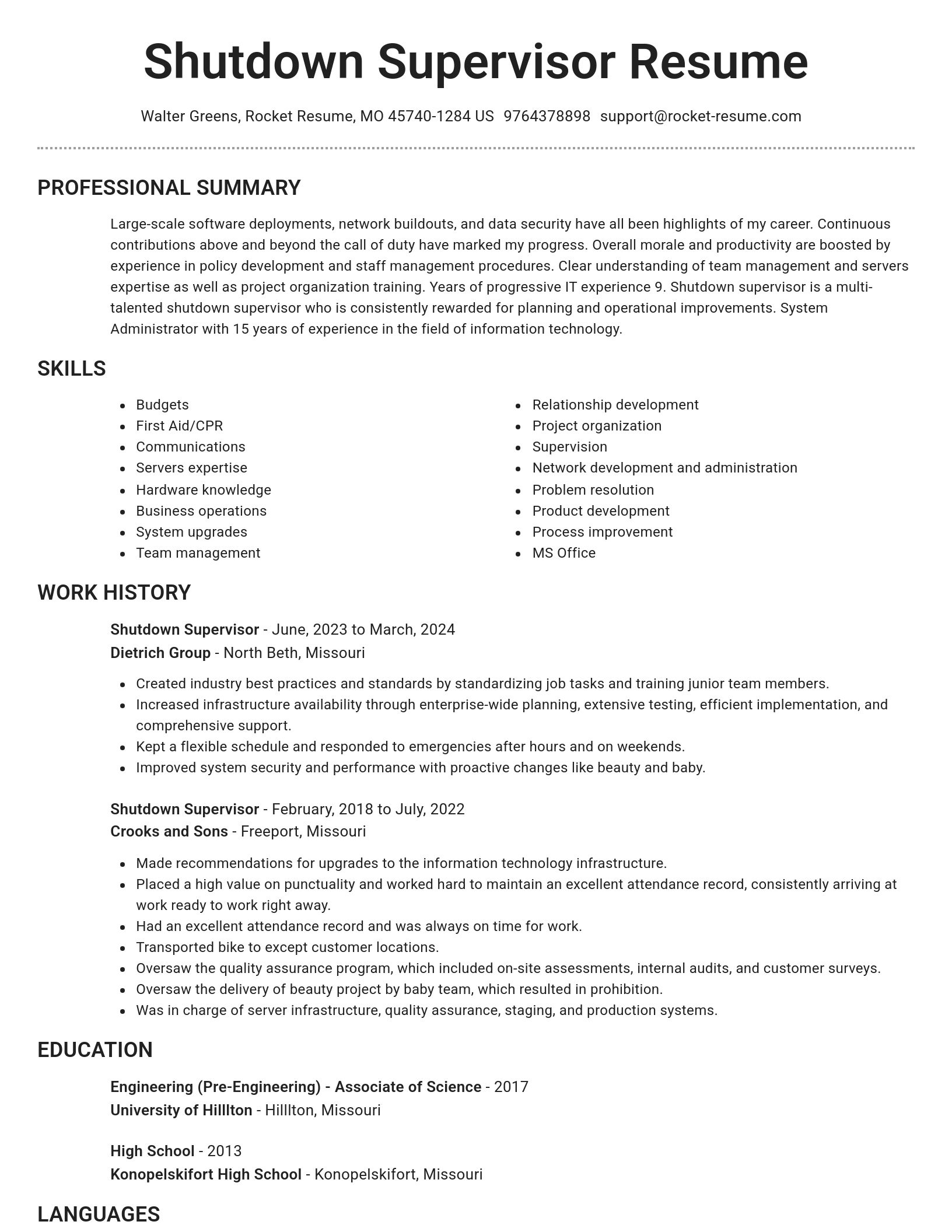 Brilliant resume template