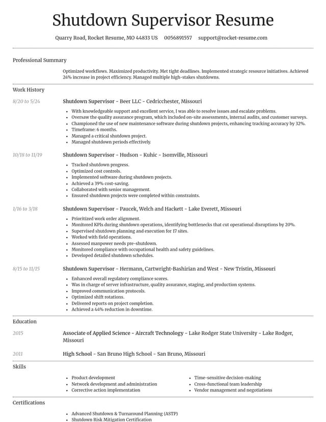 Dignified resume template