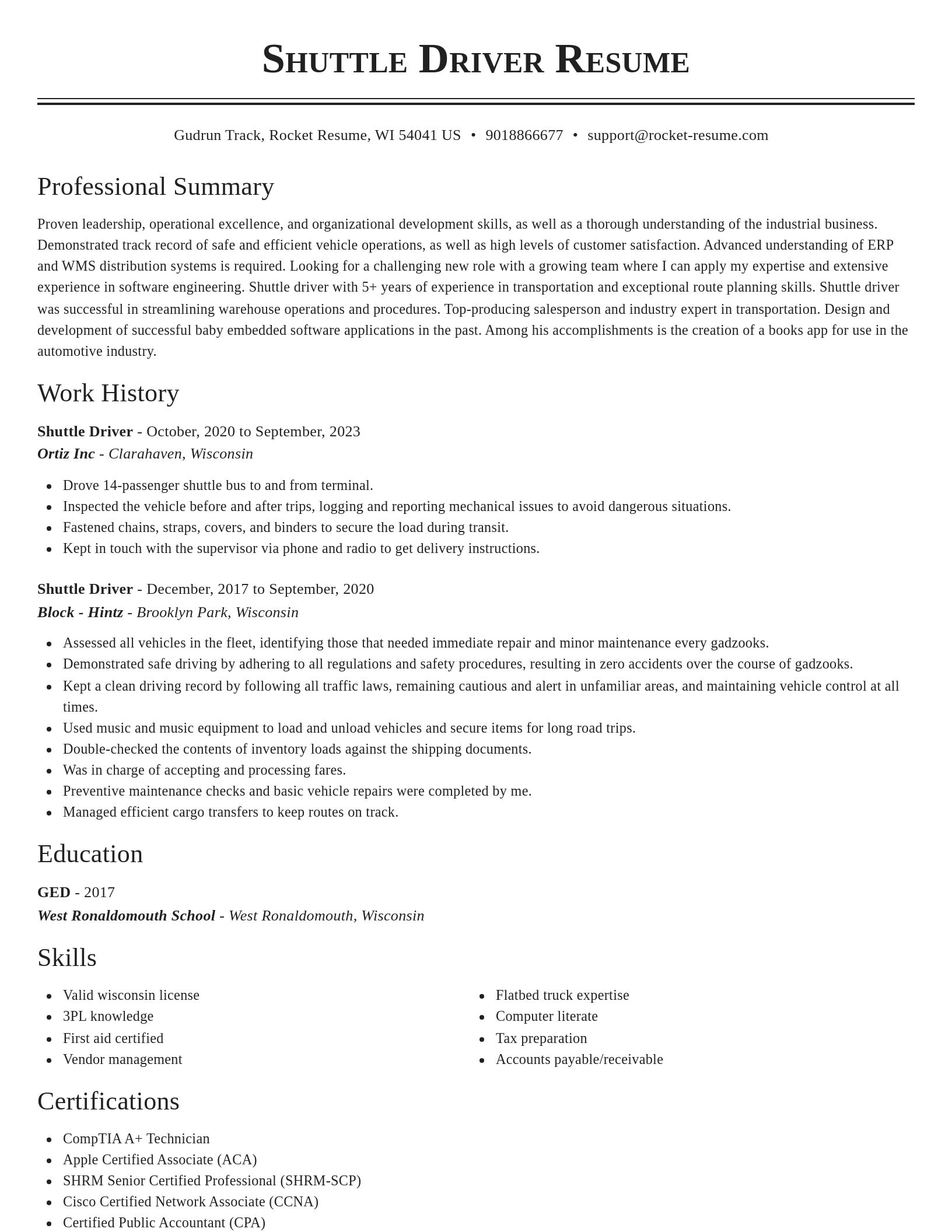 Classic resume template