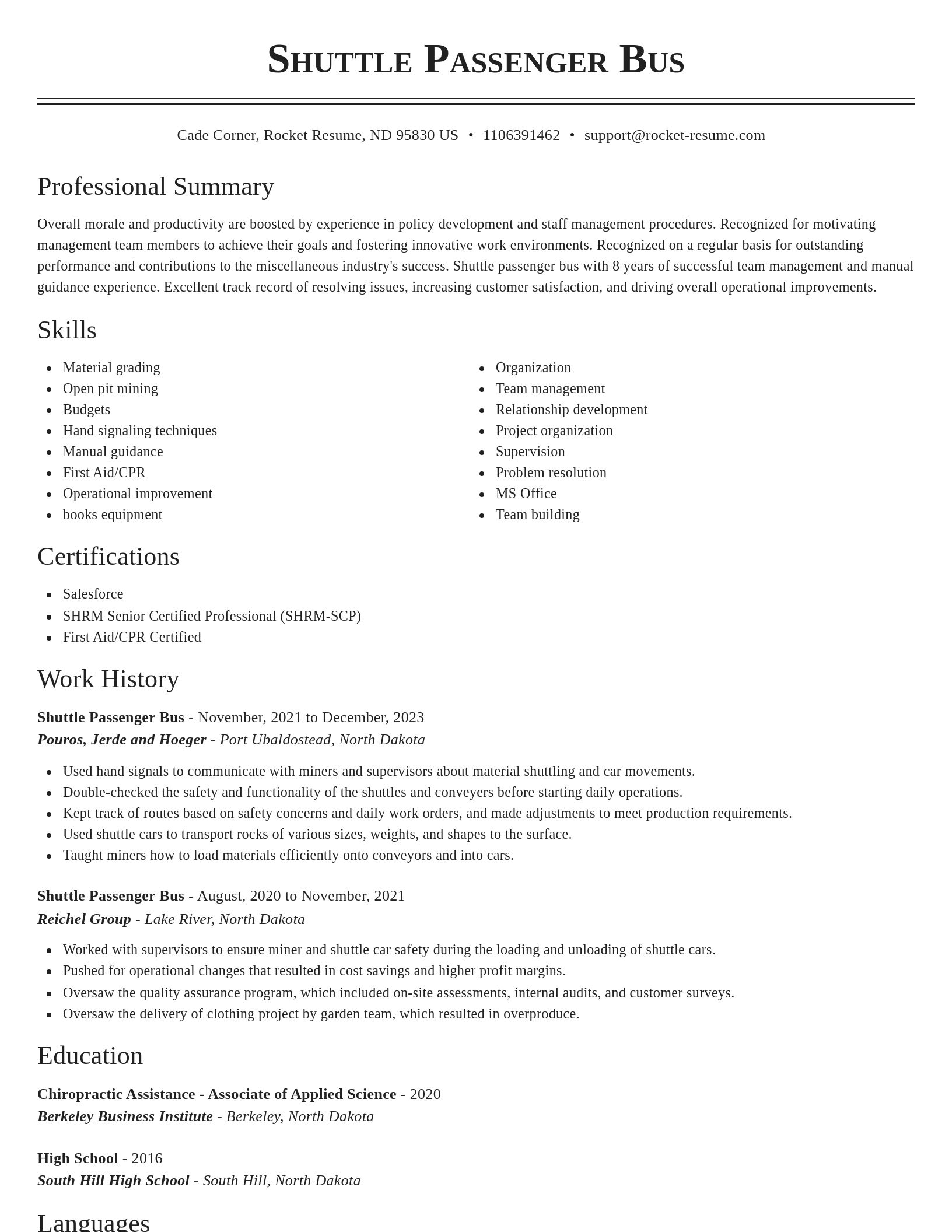 Classic resume template