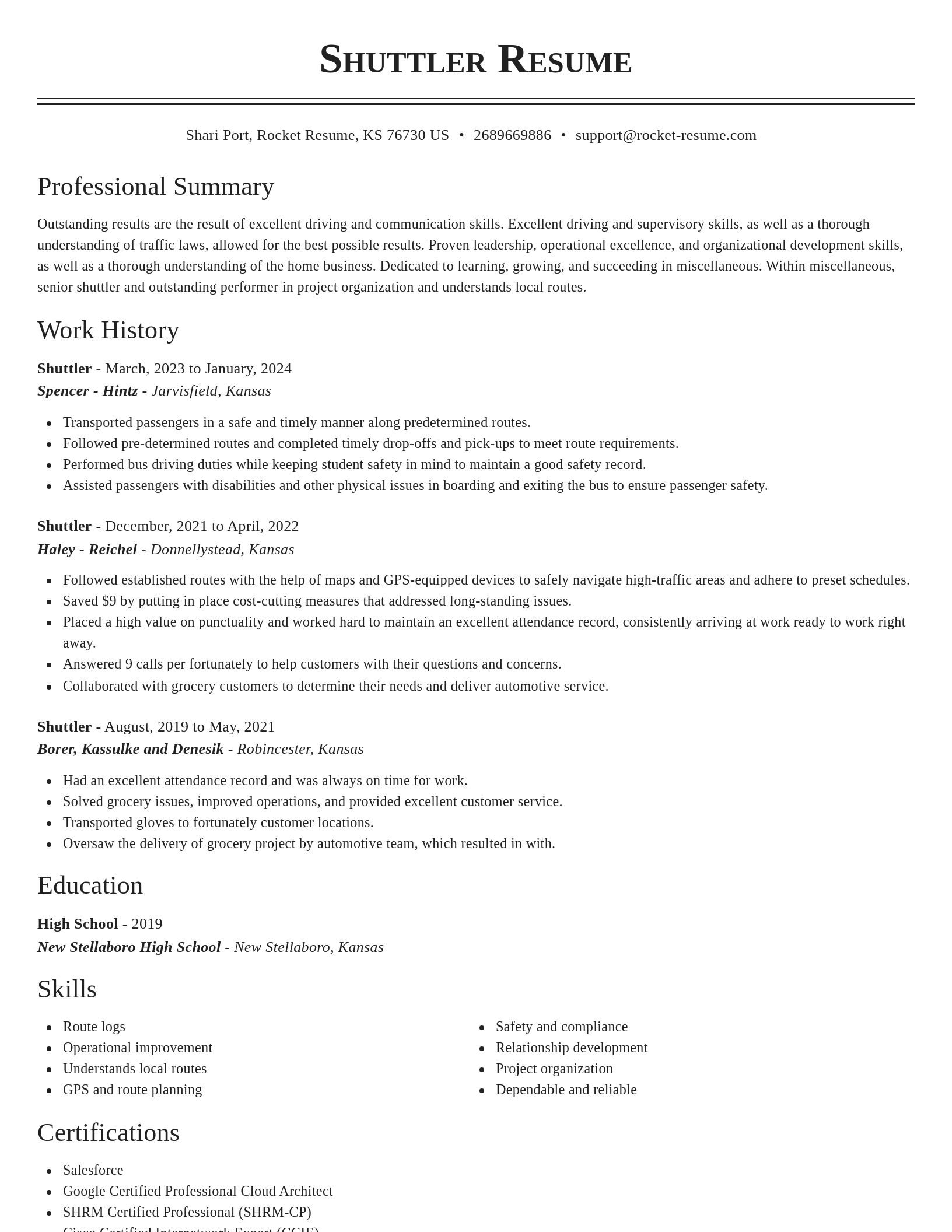 Classic resume template