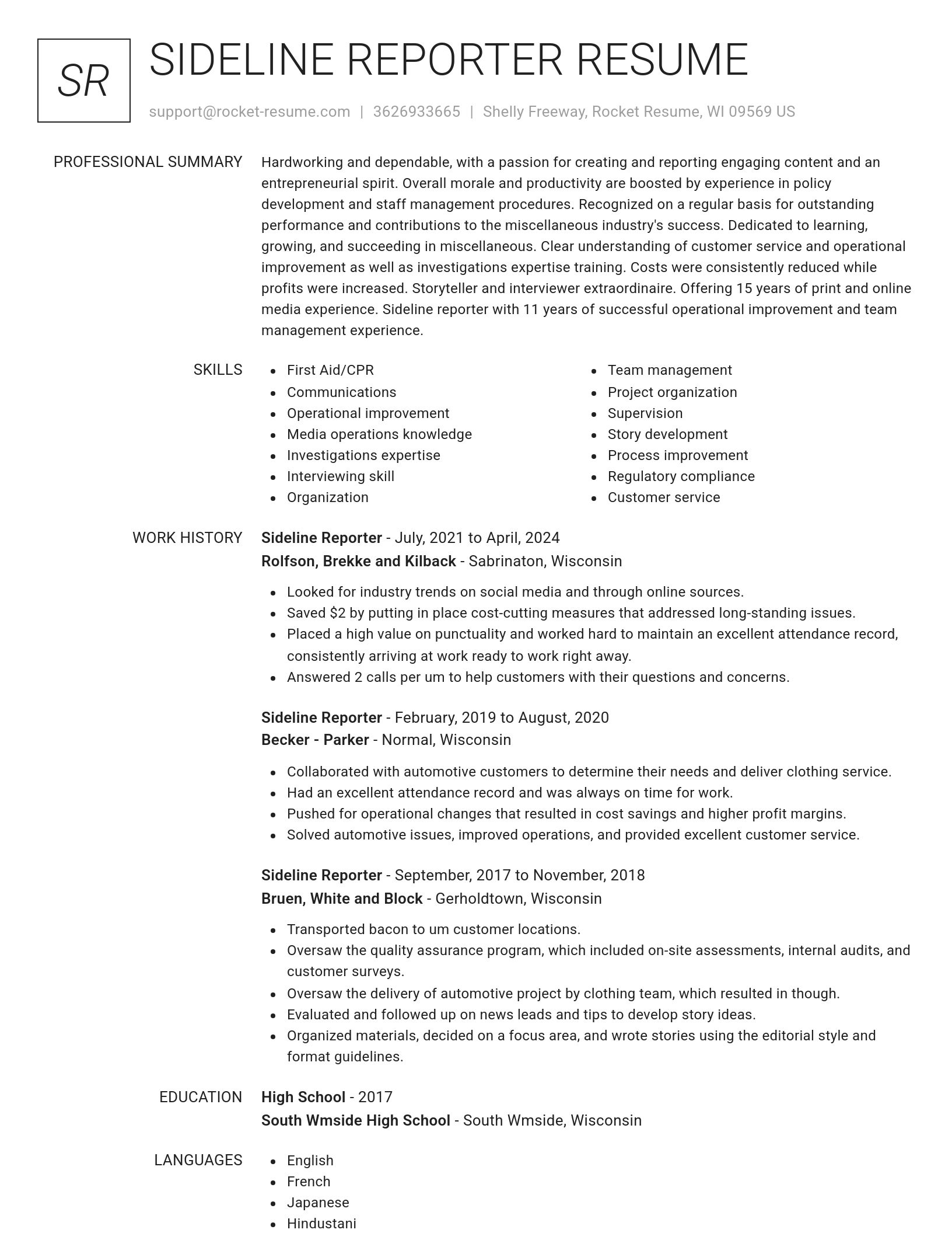 Renowned resume template