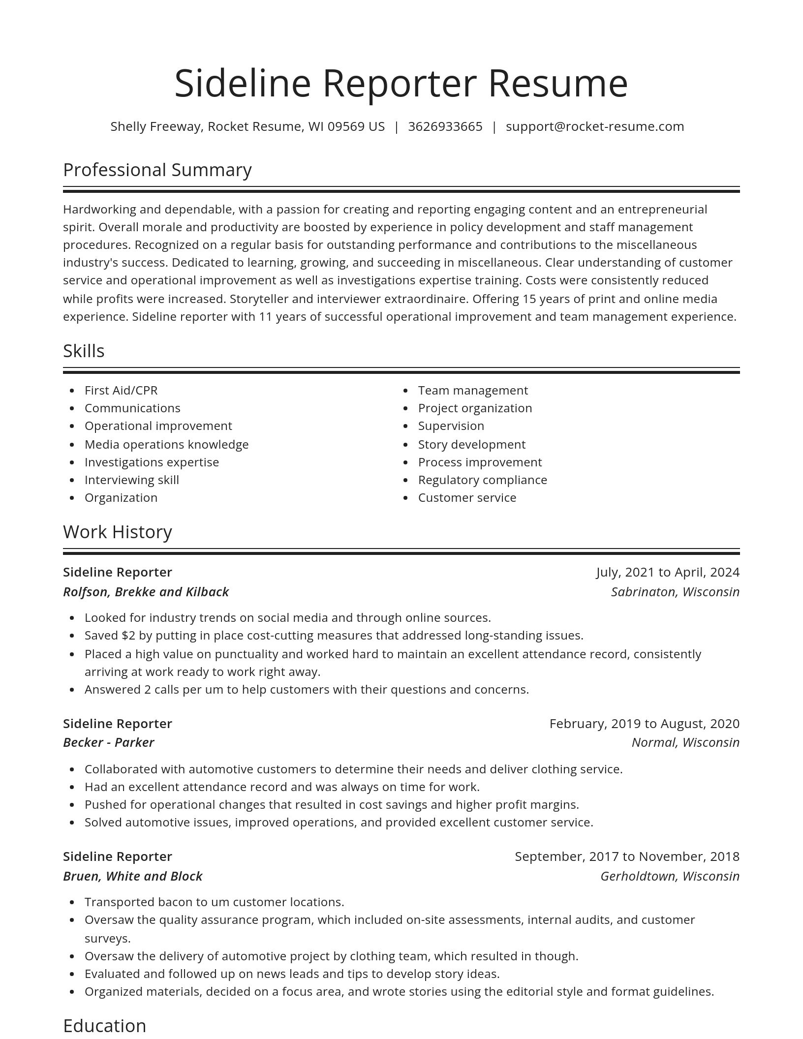 Spotlight resume template