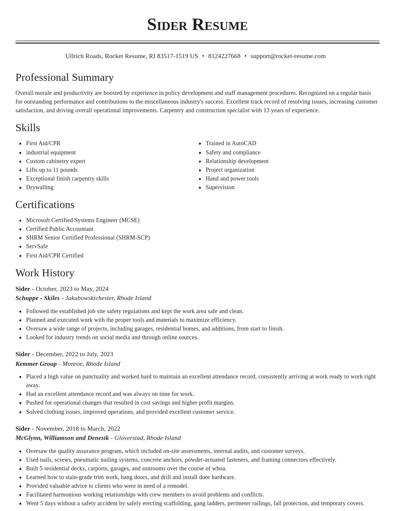 Classic resume template